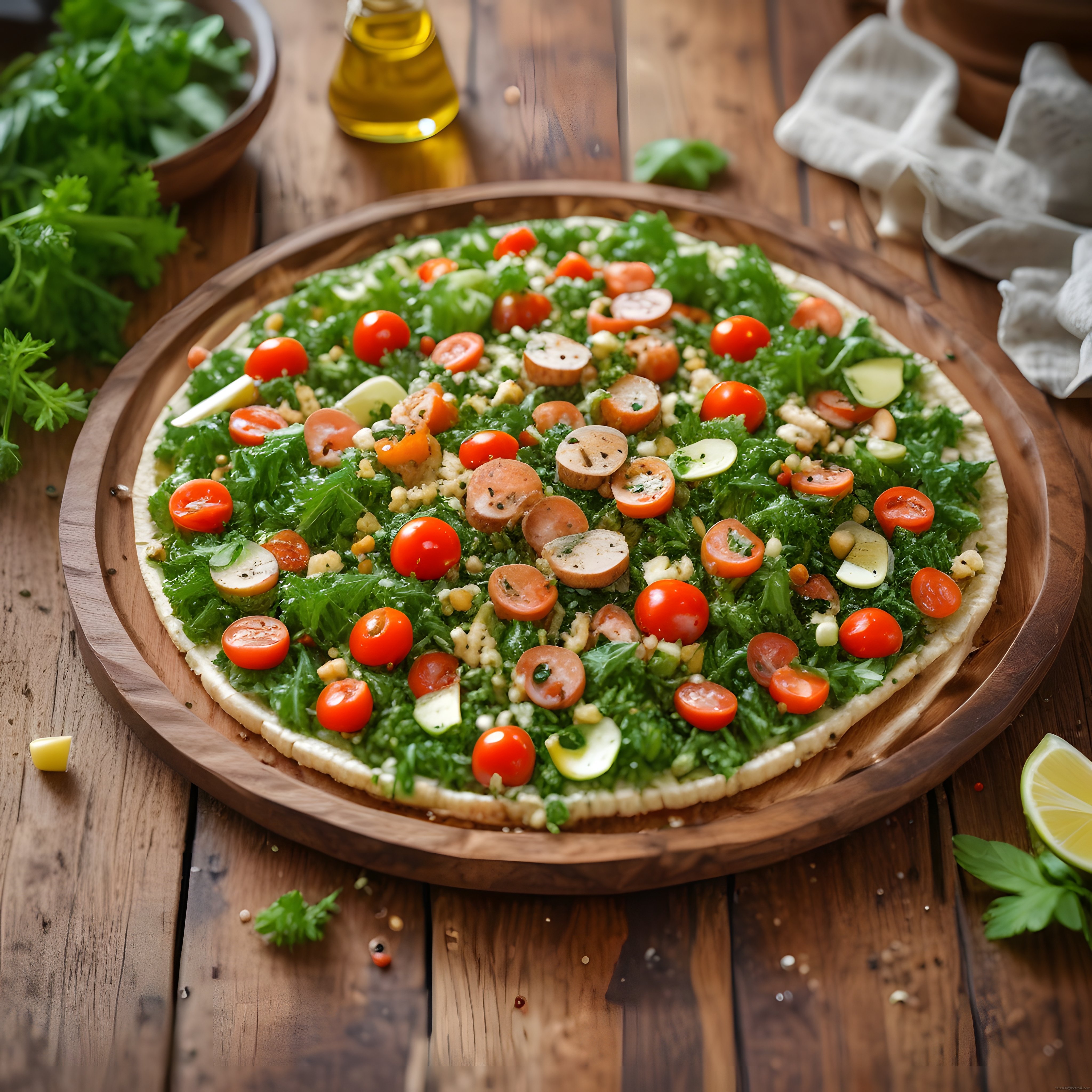 Akşam Yemeğine Ev Yapımı Pesto Pizzası: Taze Sebzelerle Şık Sunum