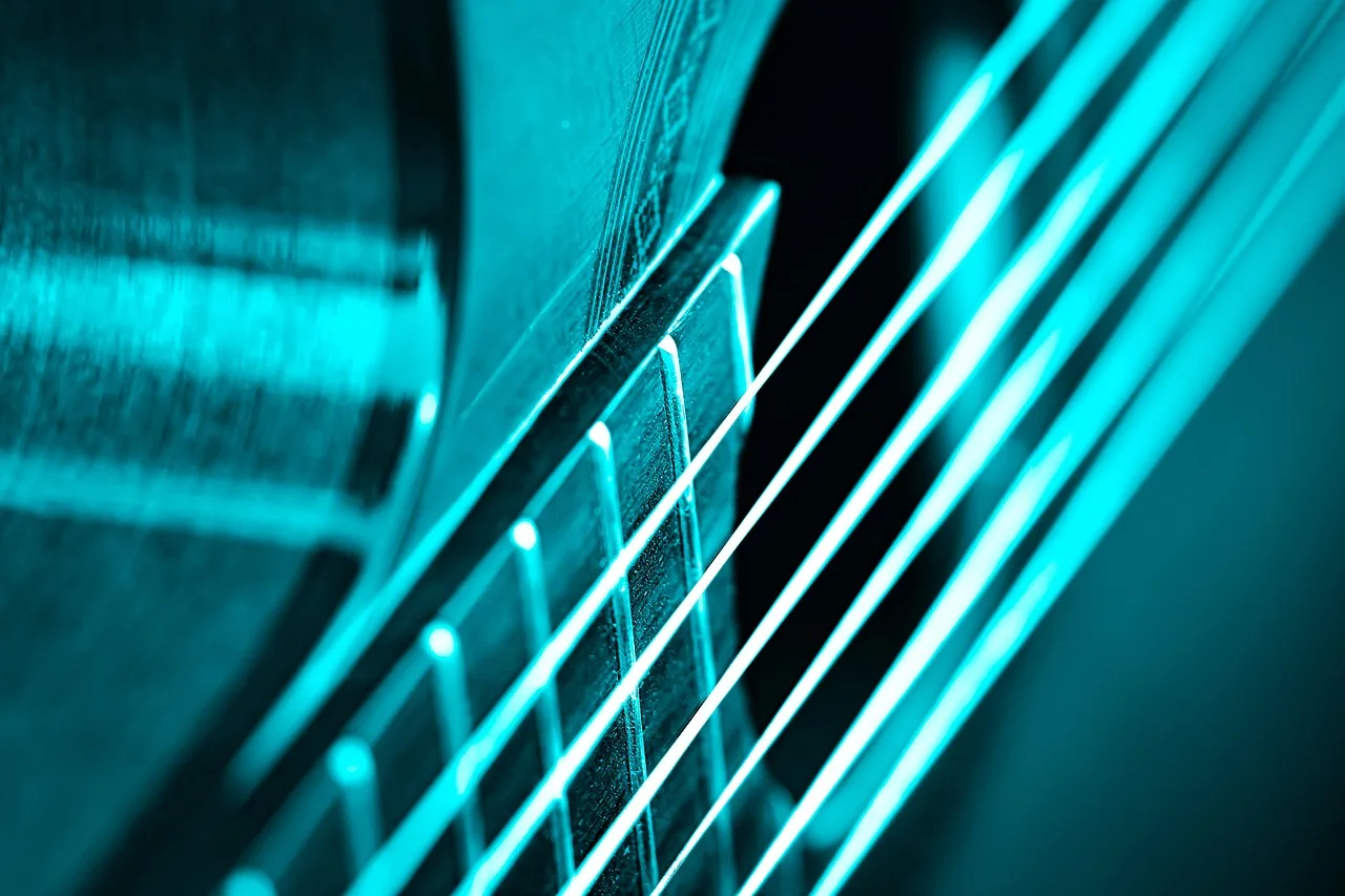 Akustik klasik gitar yakın plan fotoğrafı
