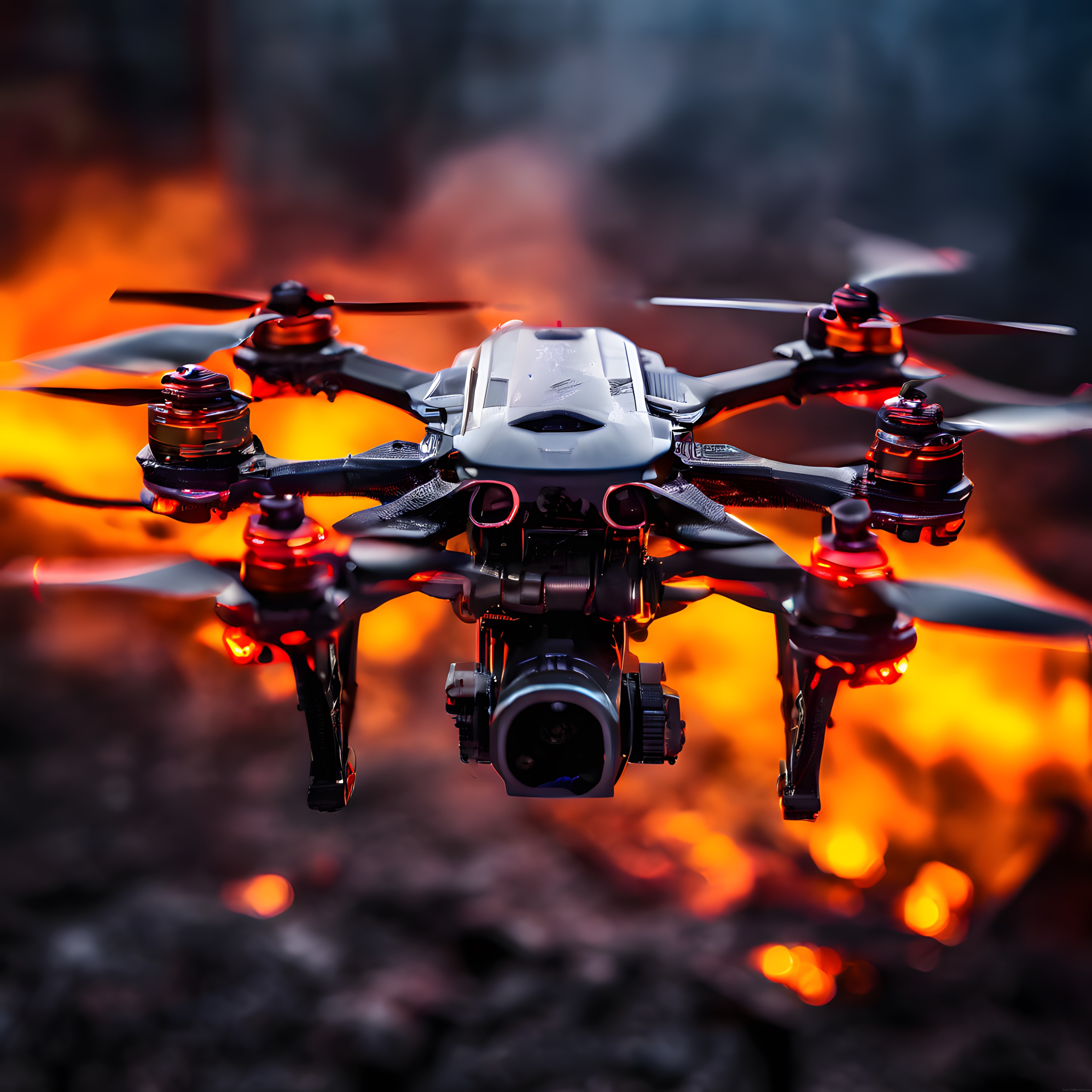 Alevler Arasında Uçan Profesyonel Yangın Tespit Drone ve İnsansız Hava Aracı Alevler Arasında Uçan Profesyonel Yangın Tespit Drone ve İnsansız Hava Aracı