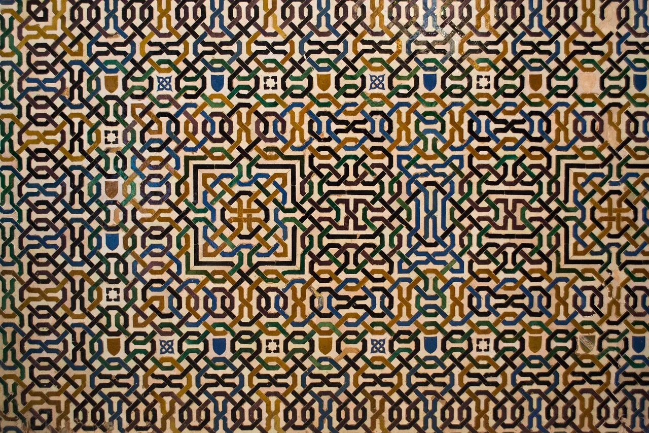 Alhambra mozaik desenli süslü desen - geometrik desen
