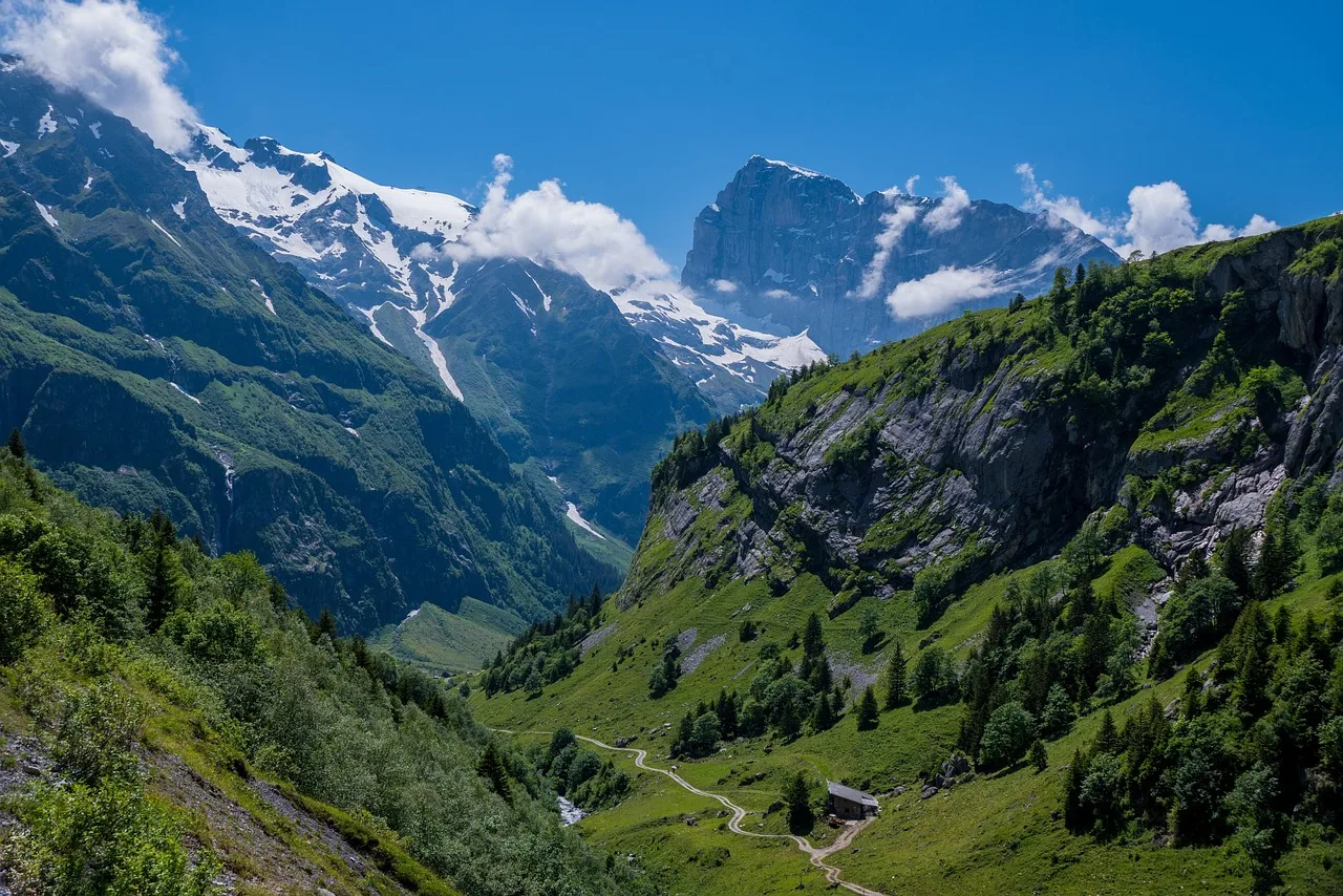 Alpler manzaralı dağ yürüyüşü - panoramik zirve
