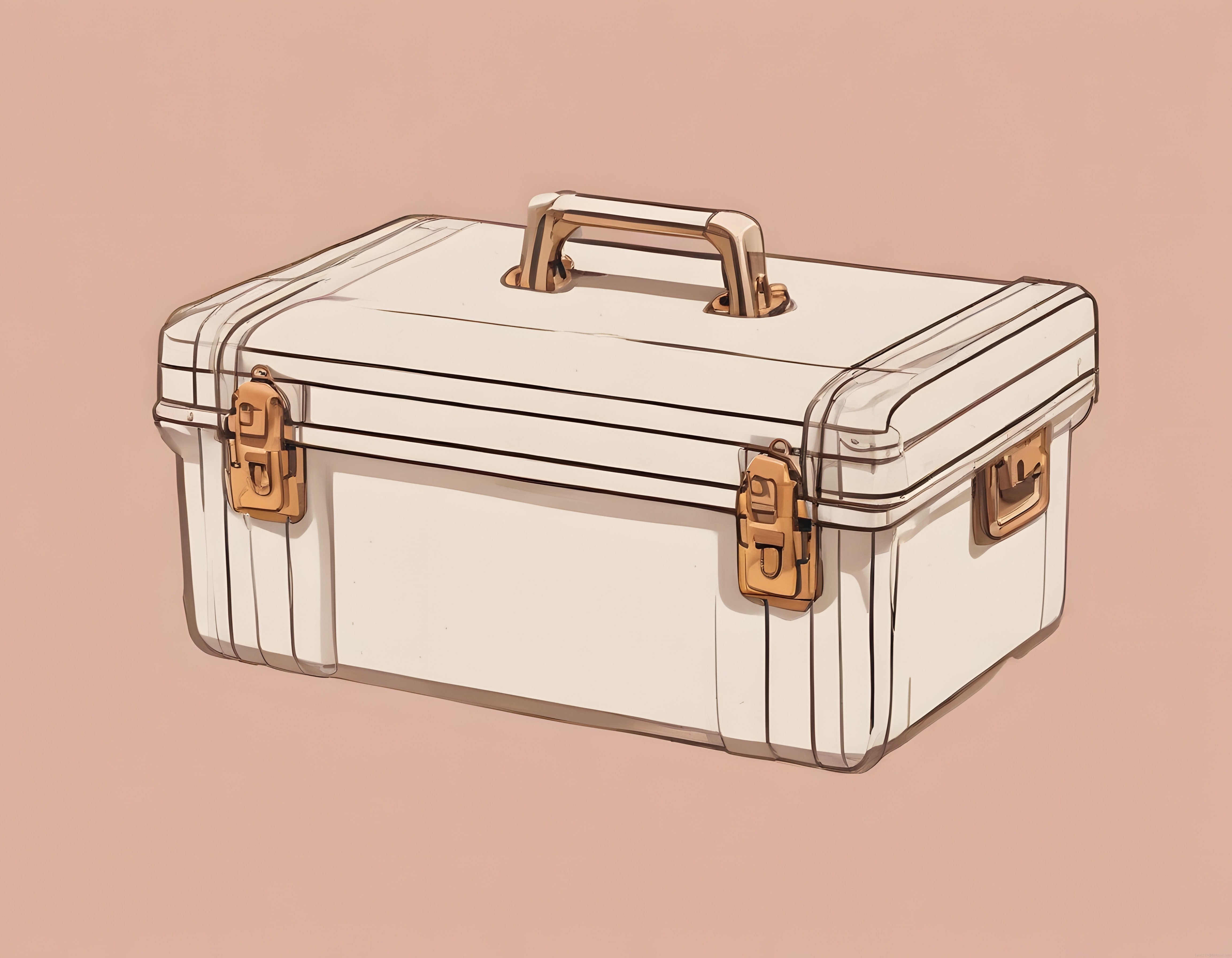 Altın Detaylı Beyaz Vintage Metal Kutu, Retro Stil ve Soft Pastel Arka Plan