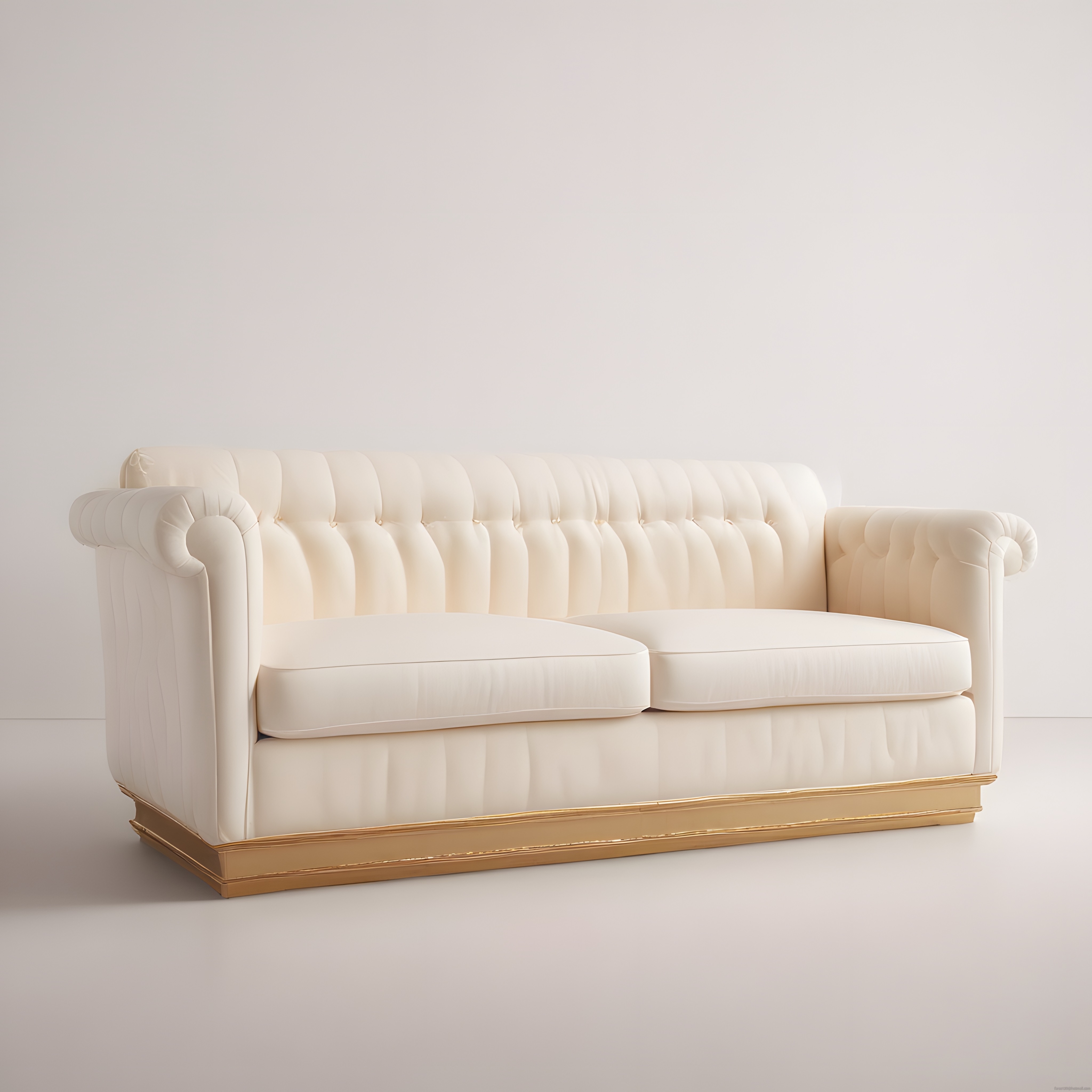 Altın Detaylı Krem Rengi Chesterfield Kanepe Dekorasyon Fotoğrafı