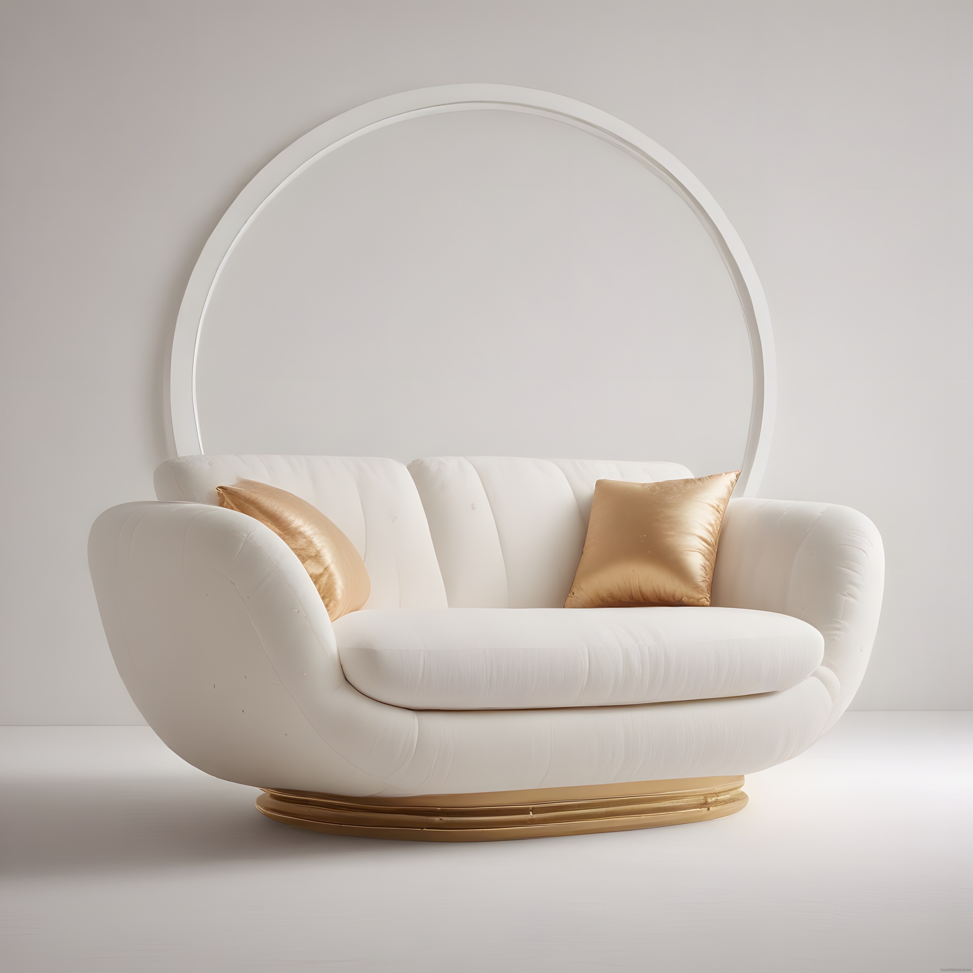 Altın Detaylı Modern Beyaz Kanepe ile Lüks Salon Dekorasyonu Fikri