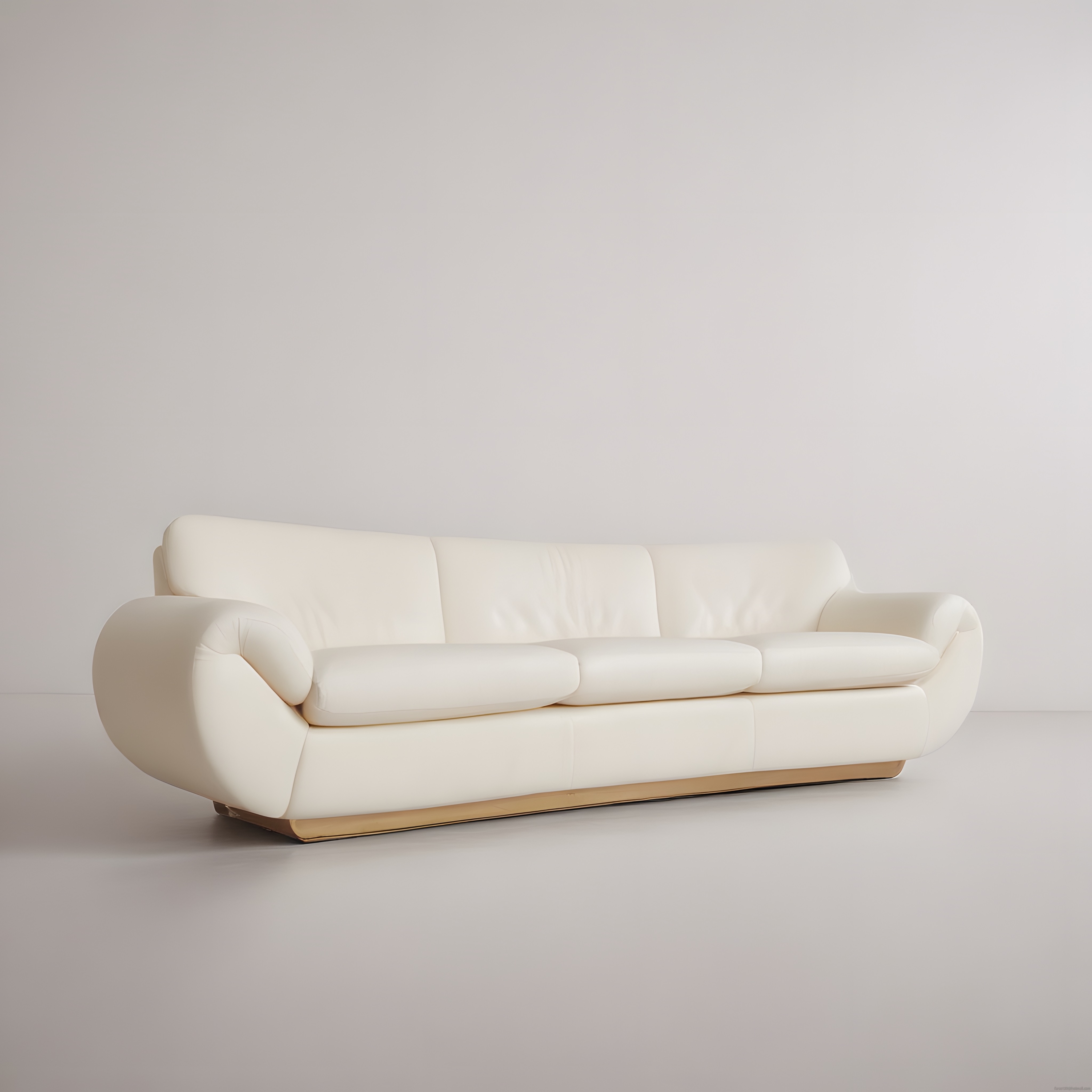 Altın Detaylı Modern Beyaz Üçlü Kanepe ile Minimalist Salon Dekorasyonu