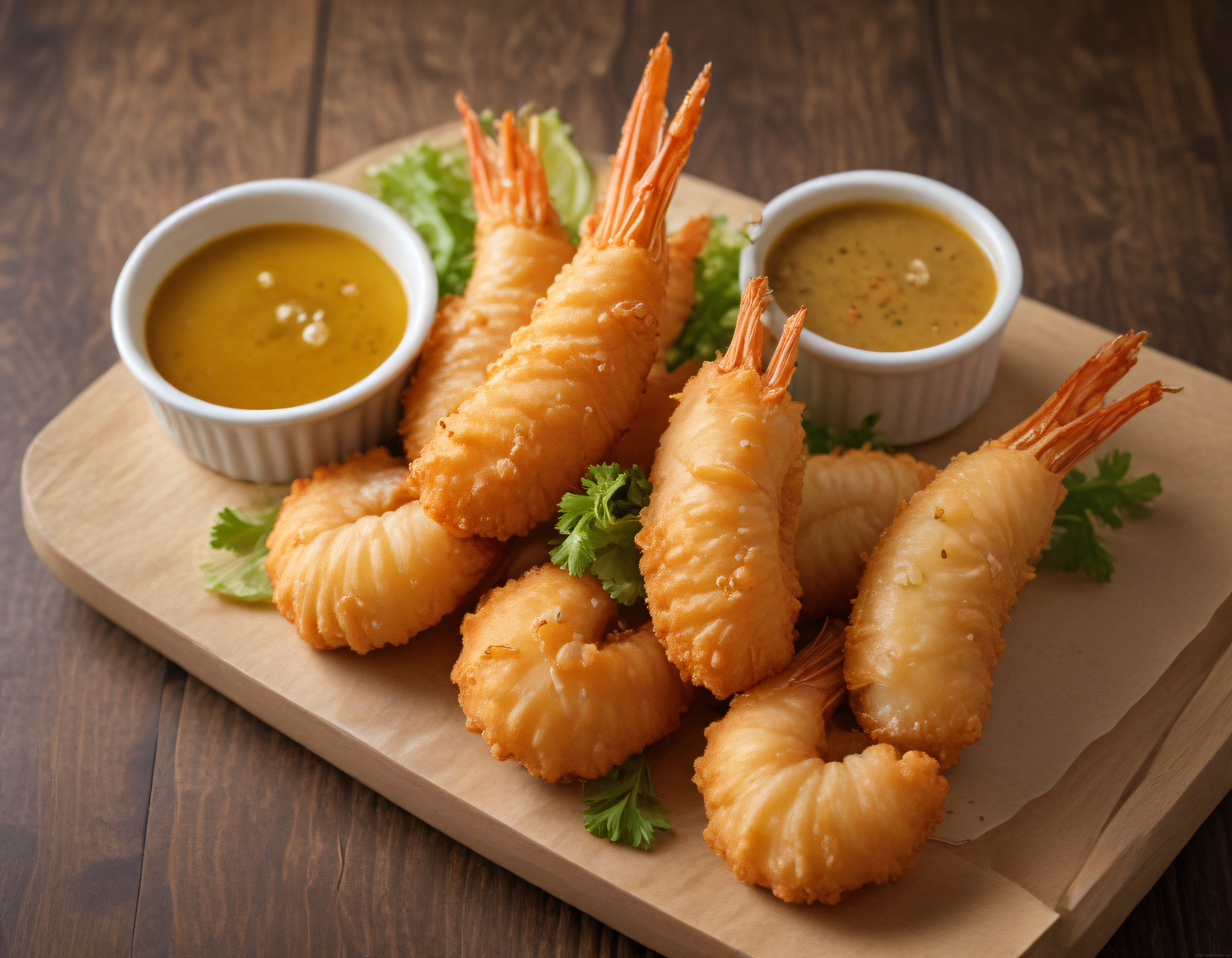 Altın Gibi Kızarmış Çıtır Karides Tempura ve Özel Soslarla Eşsiz Sunum