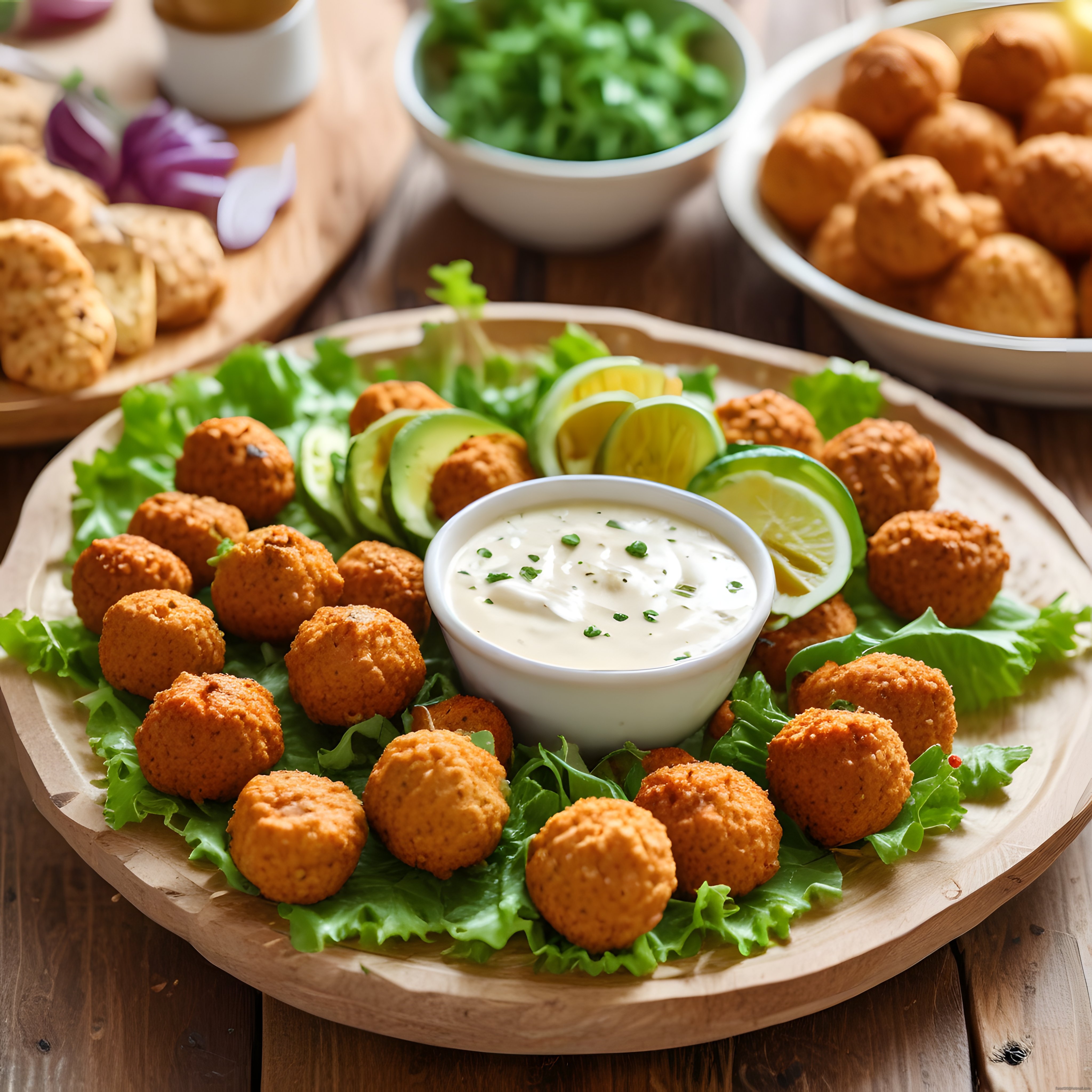 Altın Gibi Kızarmış Falafel Topları, Taze Avokado ve Krema Soslu Şık Tabak