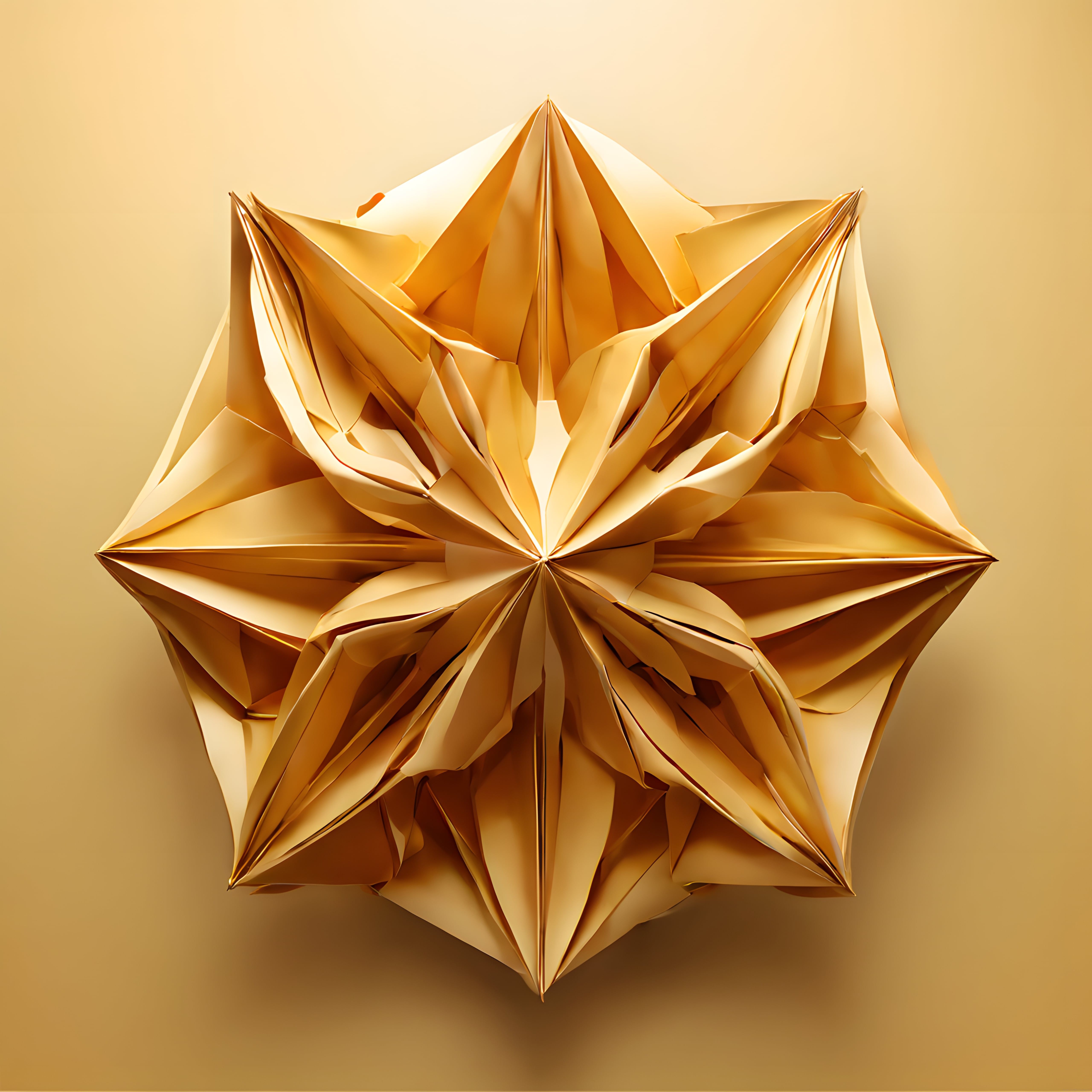 Altın Origami Sanatı: Simetrik Üç Boyutlu Kağıt Katlama ve Geometrik Tasarım