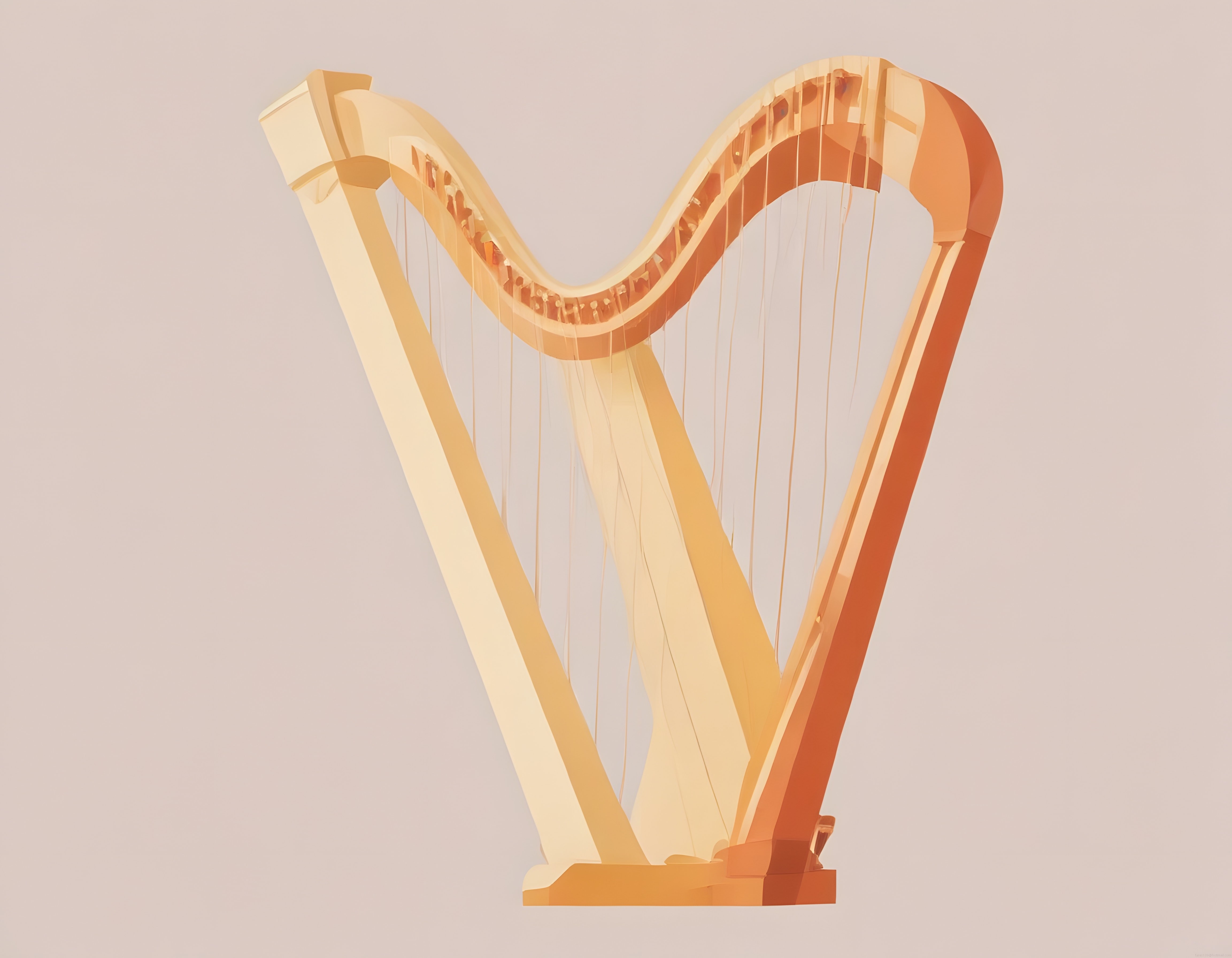 Altın Rengi Arpın Minimalist ve Estetik Sunumu: Klasik Müzik Enstrümanı