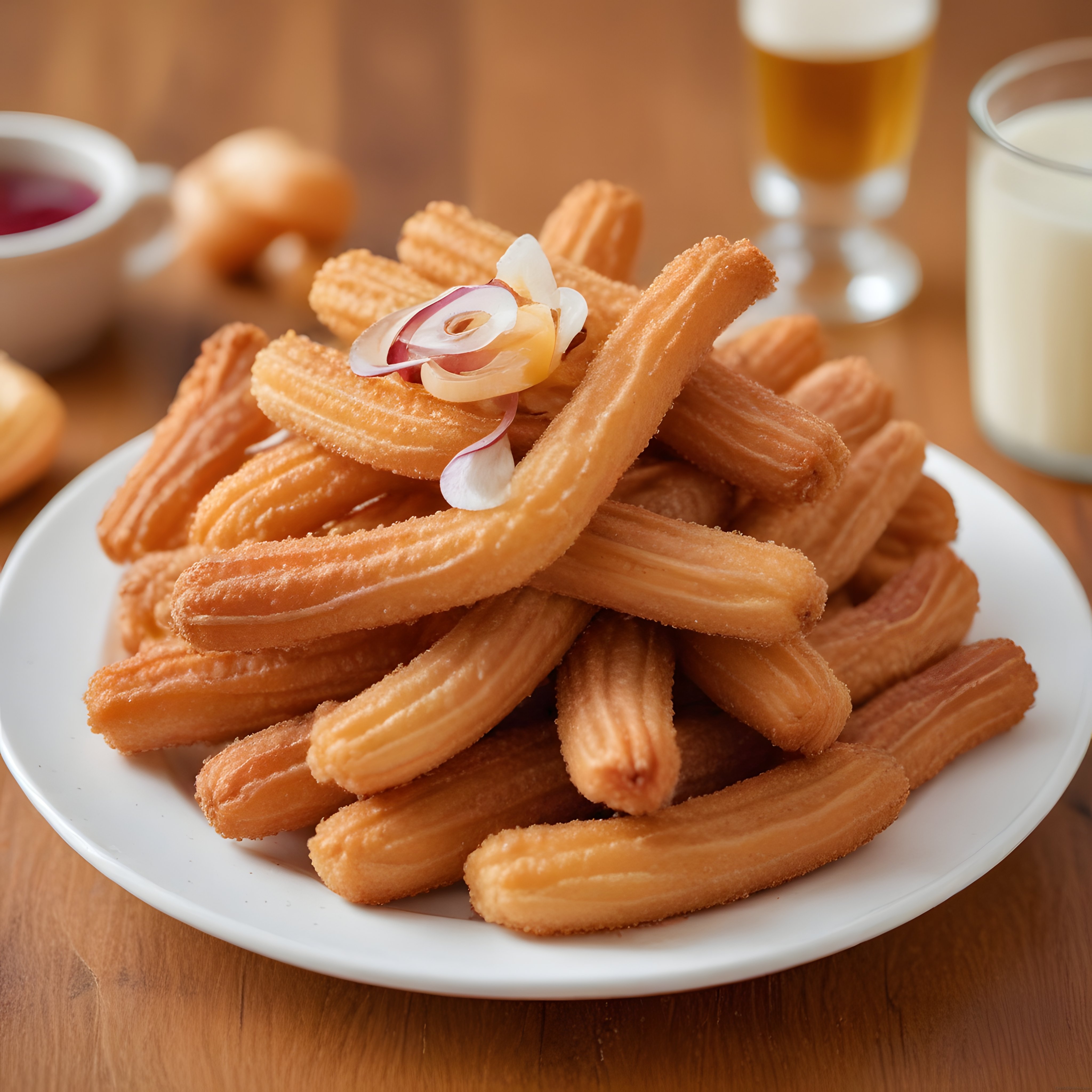 Altın Rengi Churros: Çıtır Dokusu ve Ahşap Masada Sıcak Sunum Keyfi