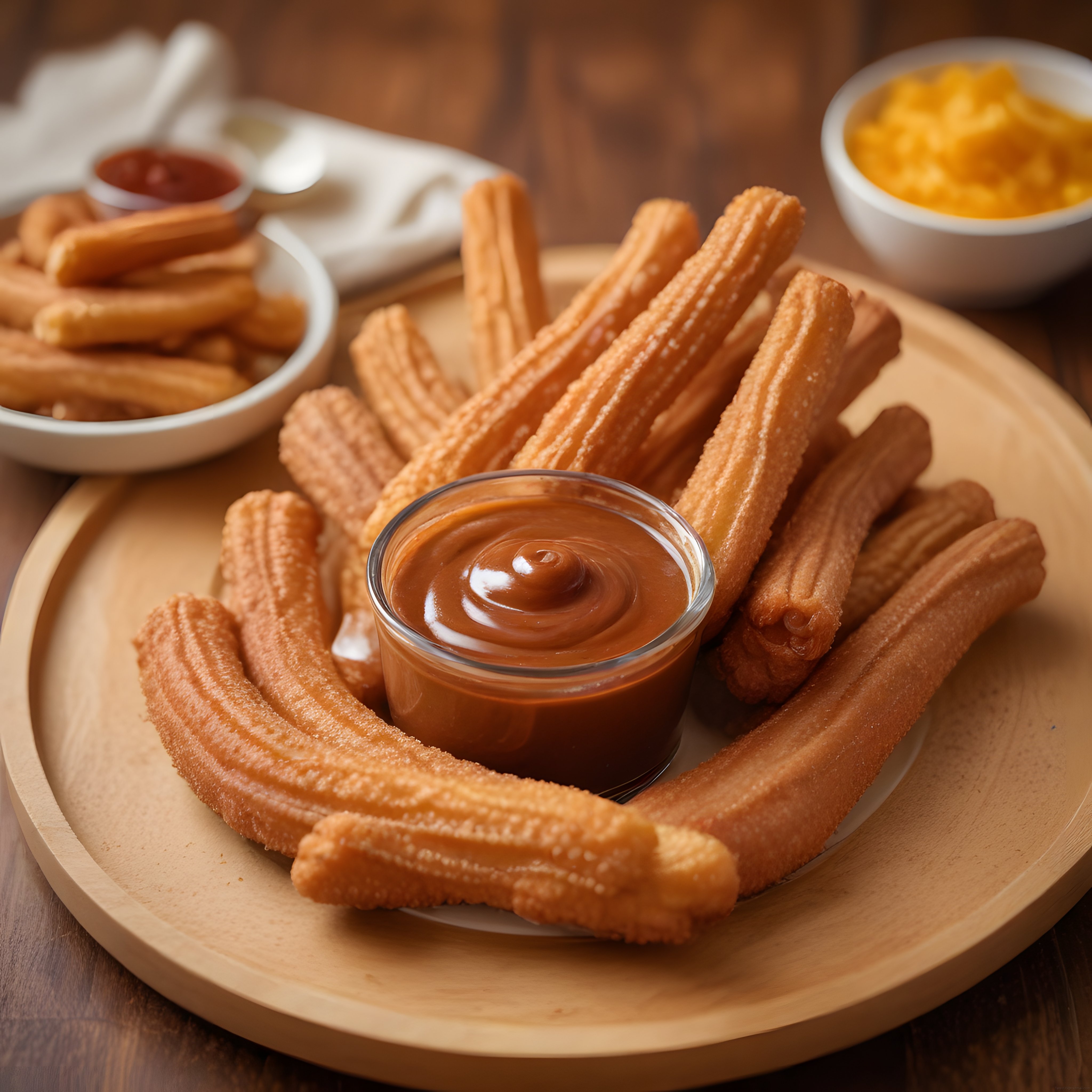 Altın Rengi Churros ve Ev Yapımı Karamel Sos: Çıtır Tatlı Sunumu