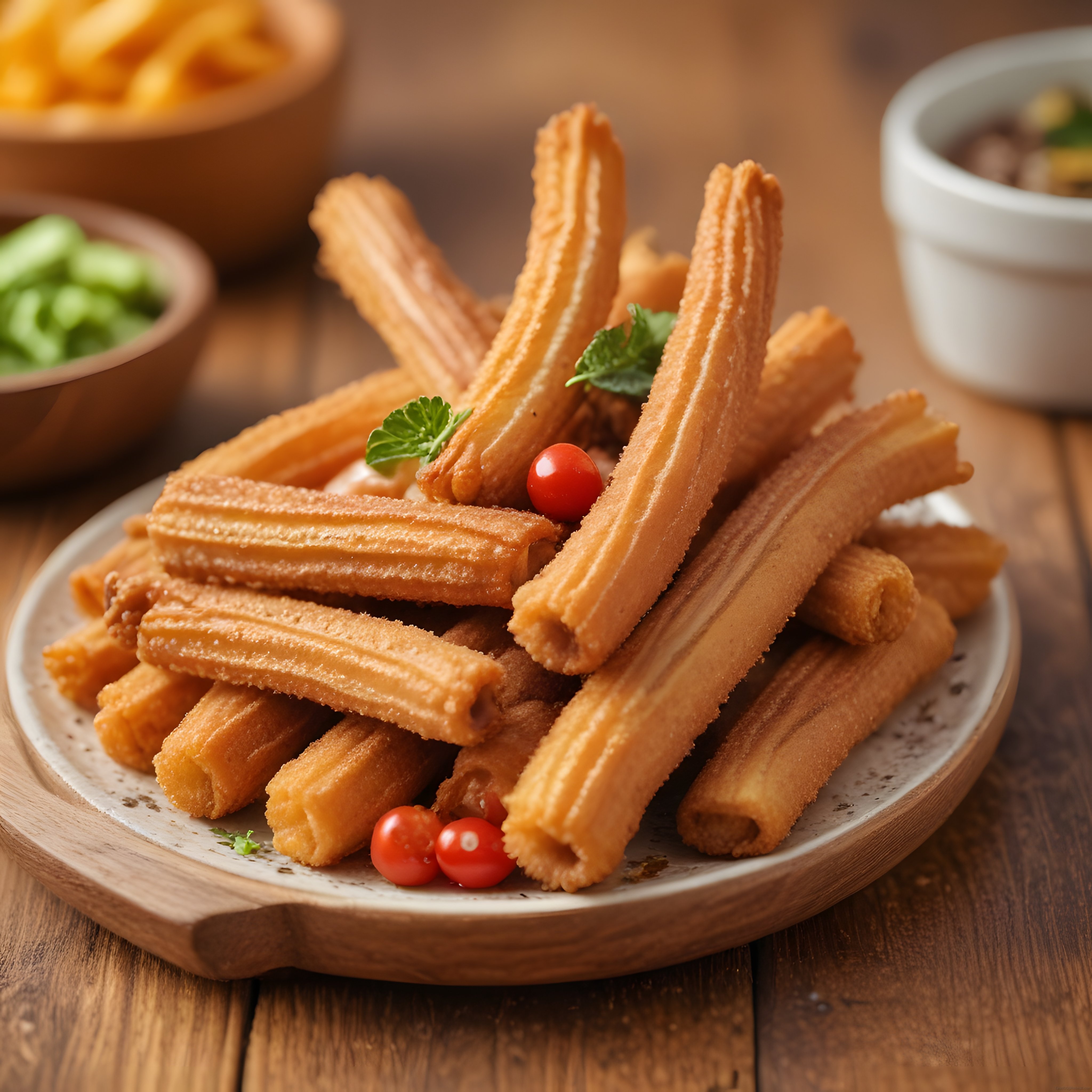 Altın Rengi Çıtır Churros ve Sıcak Çikolata Eşliğinde Nefis Tatlı Sunumu