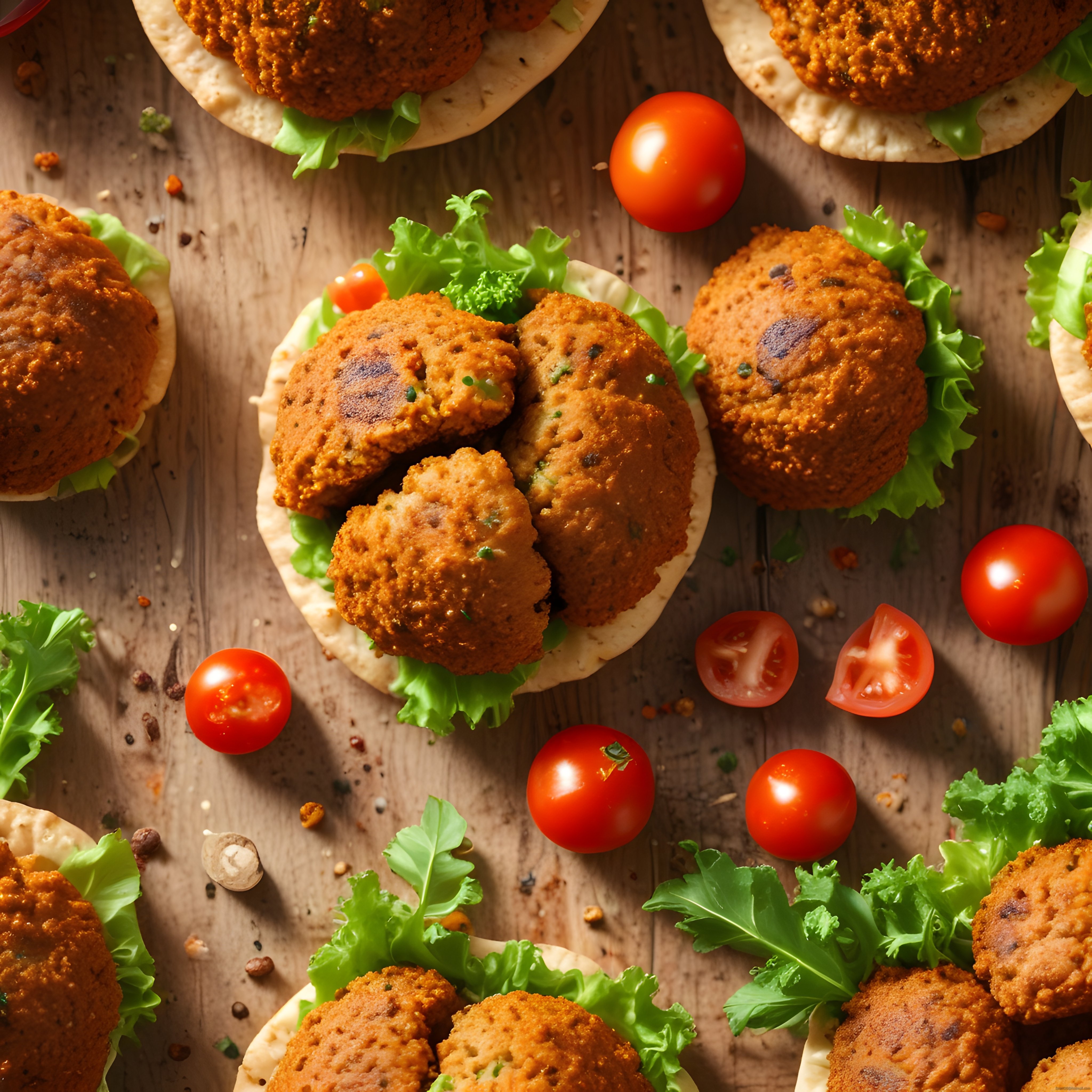 Altın Rengi Çıtır Falafel Topları ve Taze Yeşilliklerle Nefis Sunum