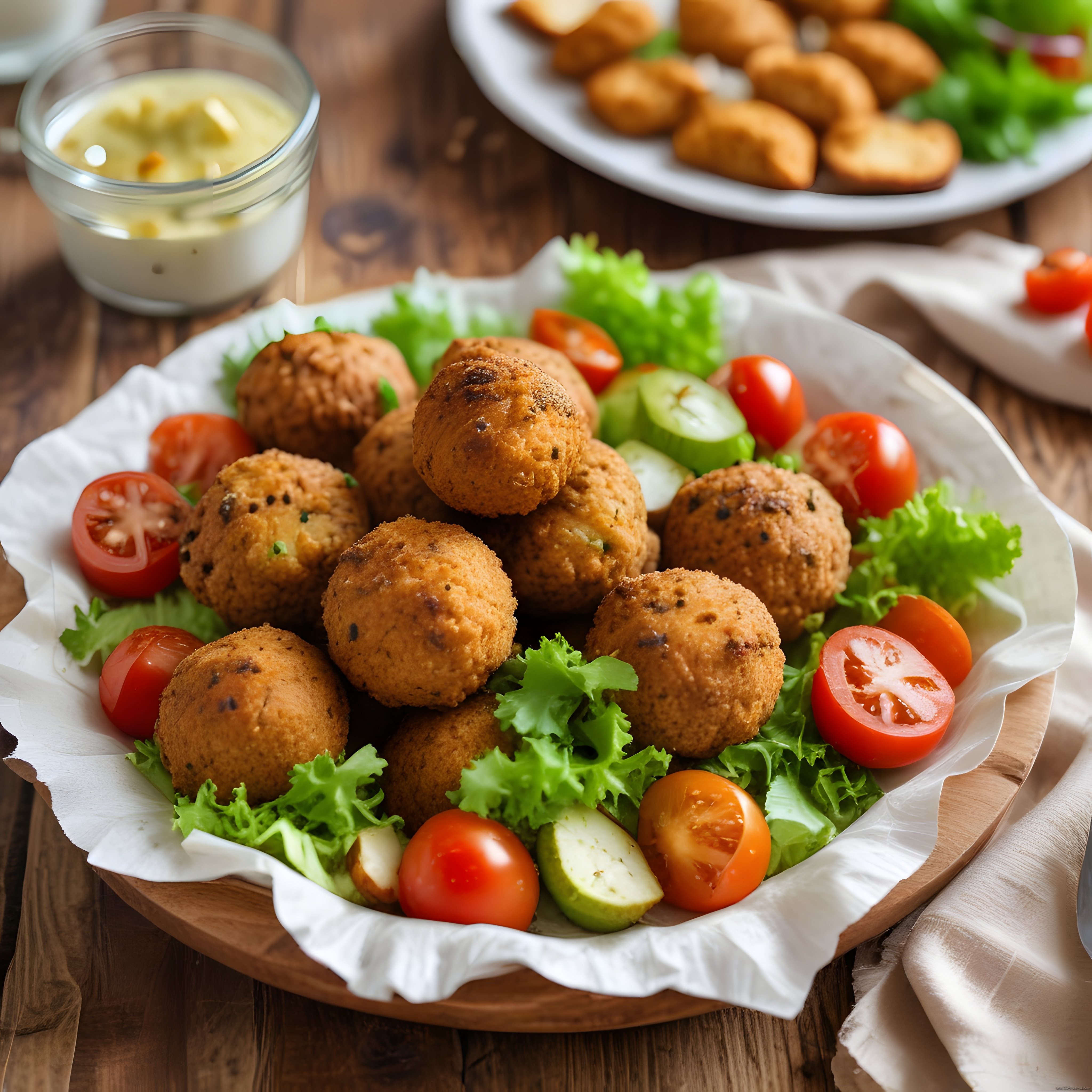 Altın Rengi Kızarmış Kroket Topları ve Taze Yeşilliklerle Şık Bir Sunum