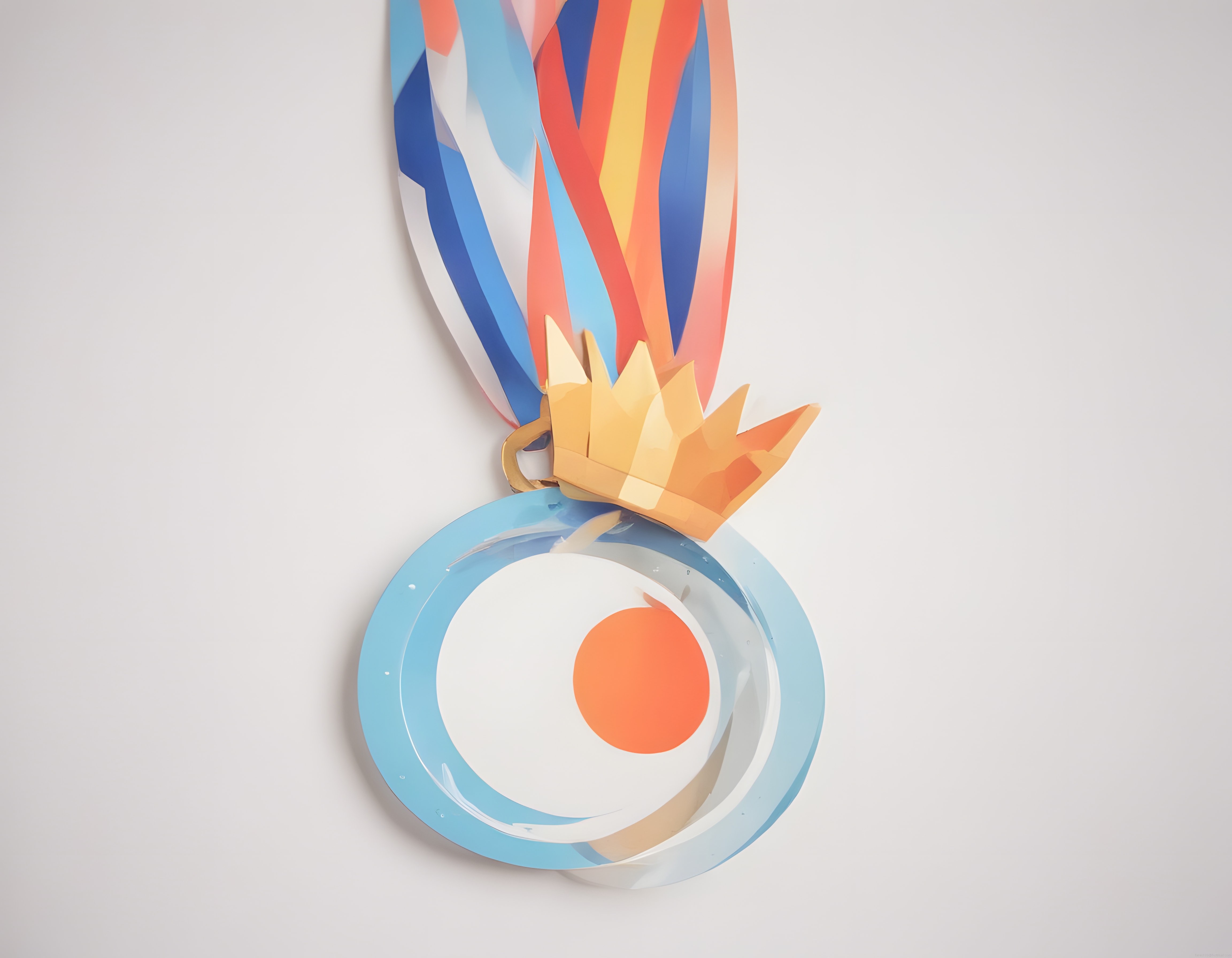 Altın Taçlı Soyut Spor Medalinin 3D Dijital Sanat Gösterimi