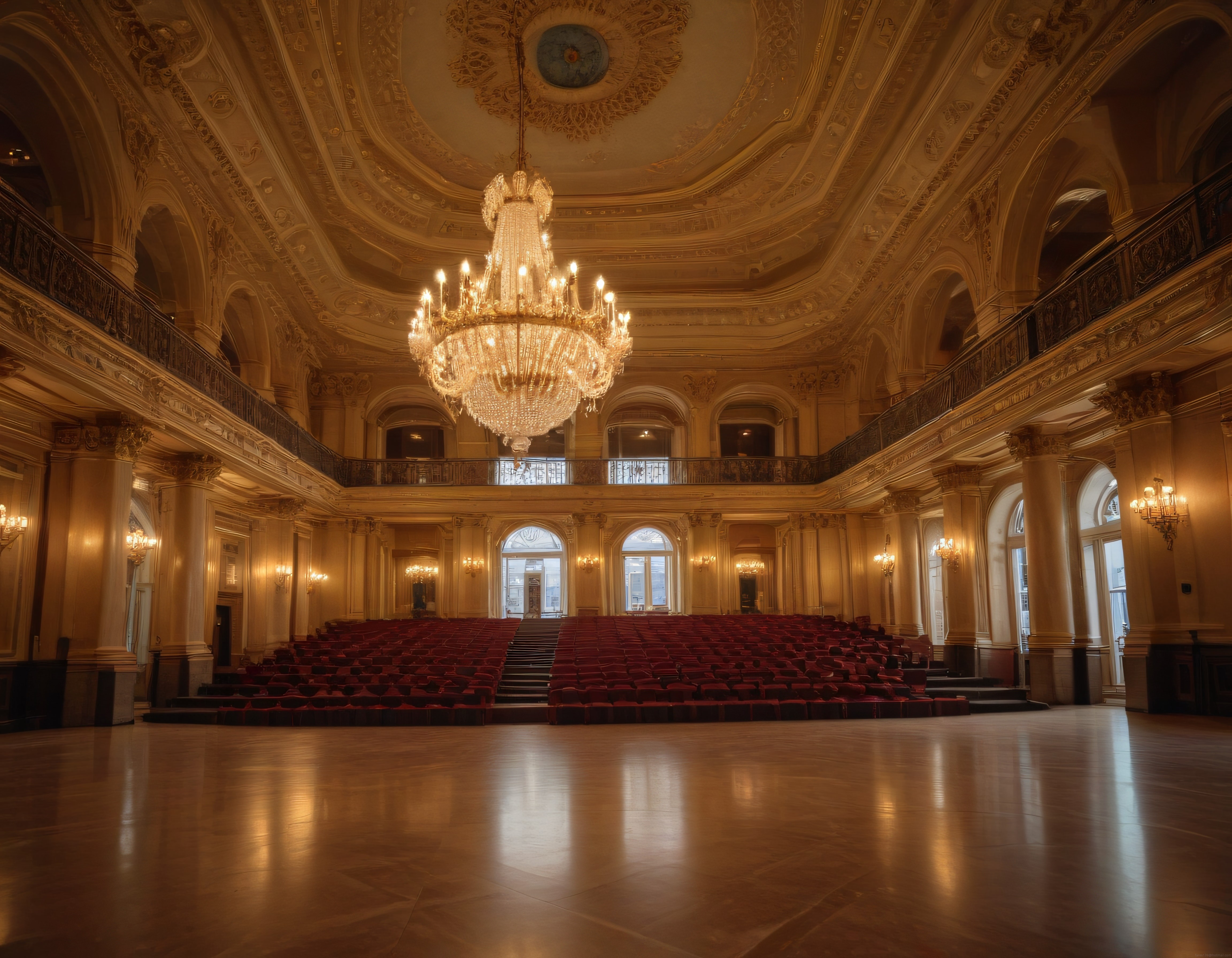 Altın Varaklı Tavan ve Kristal Avizeli Tarihi Opera Salonunun Büyüleyici Atmosferi