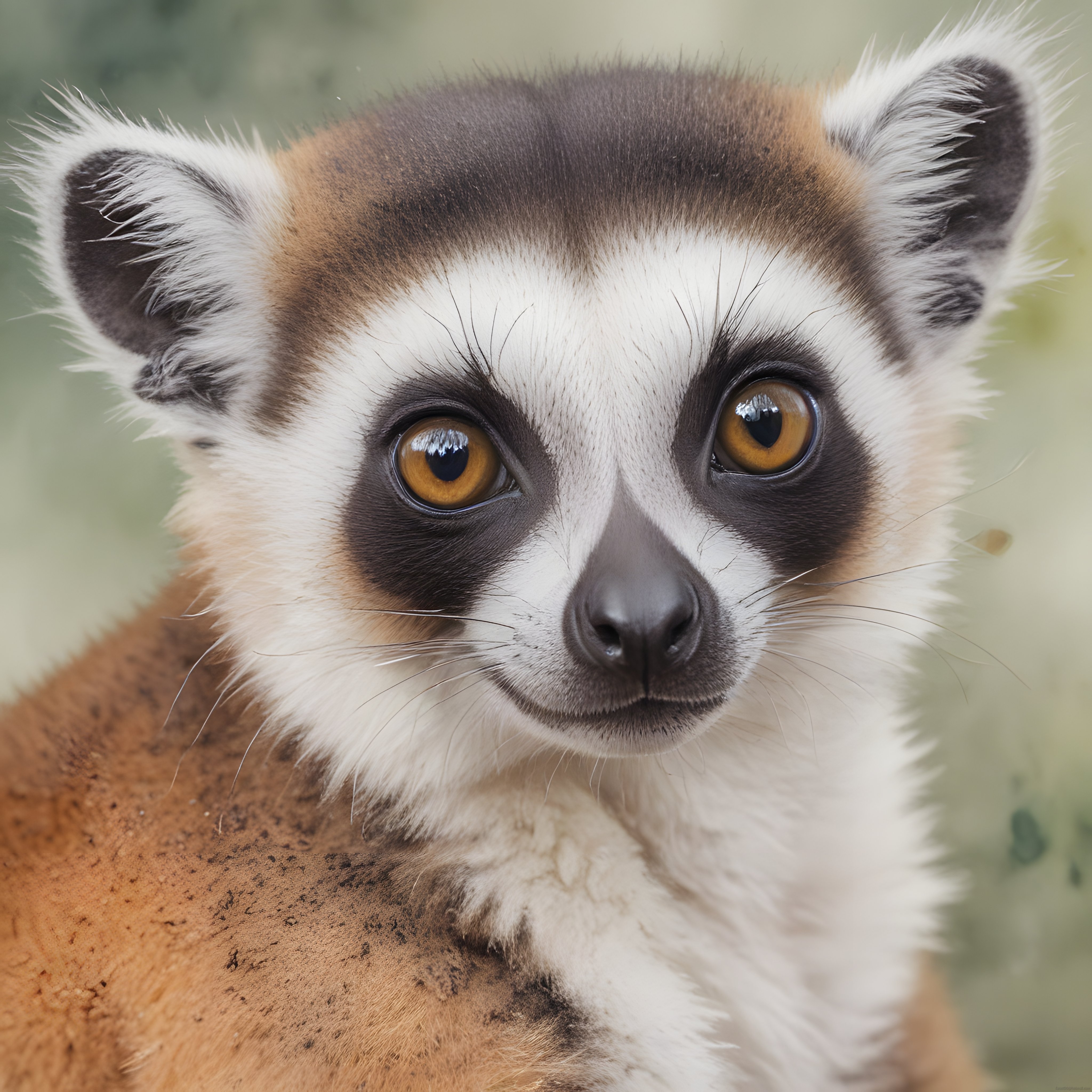 Amber Gözlü Kuyruklu Lemurun Doğada Etkileyici Yakın Çekim Portresi