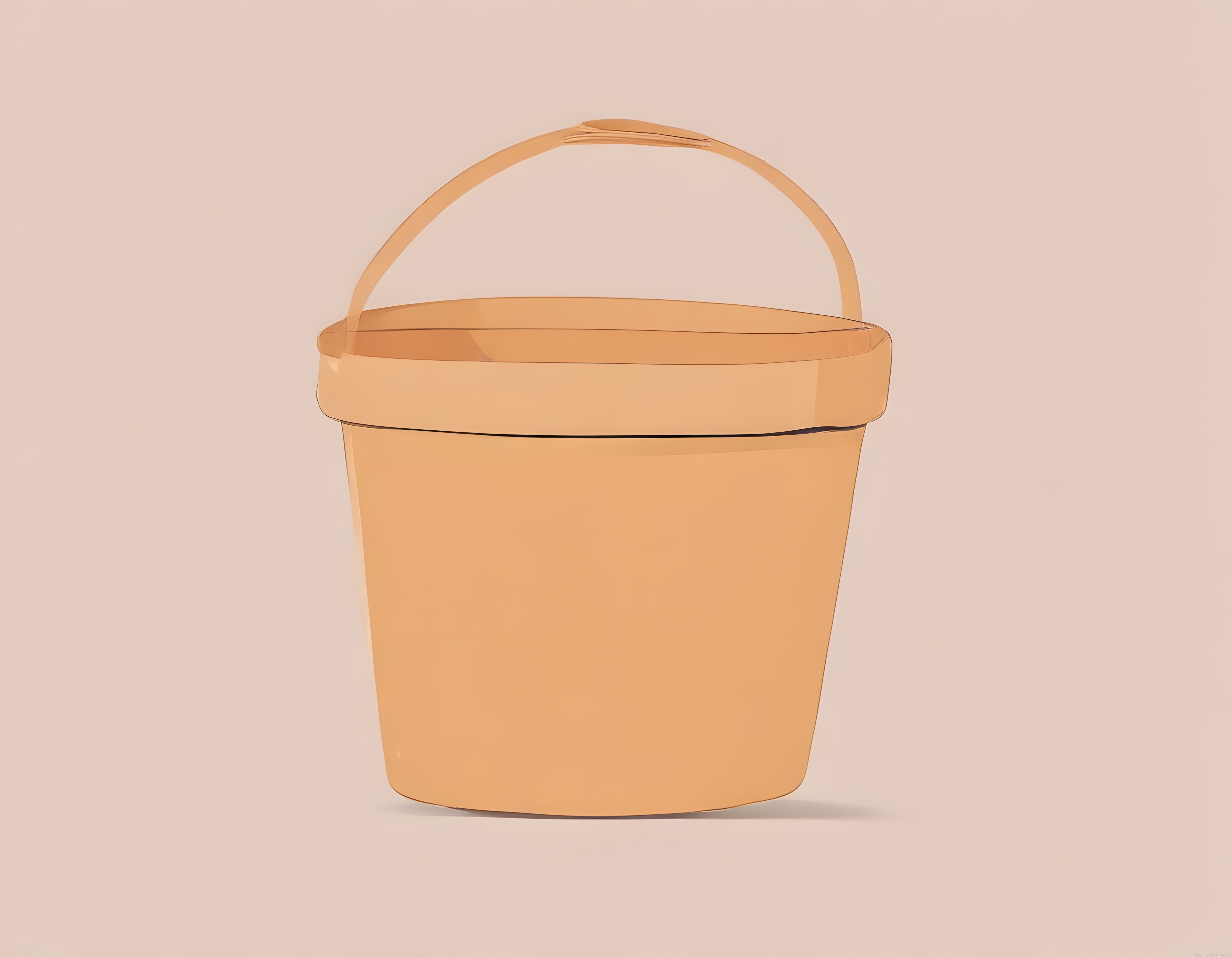 Amber rengi şeffaf kova ve pastel arka planlı minimalist stüdyo ürün fotoğrafı