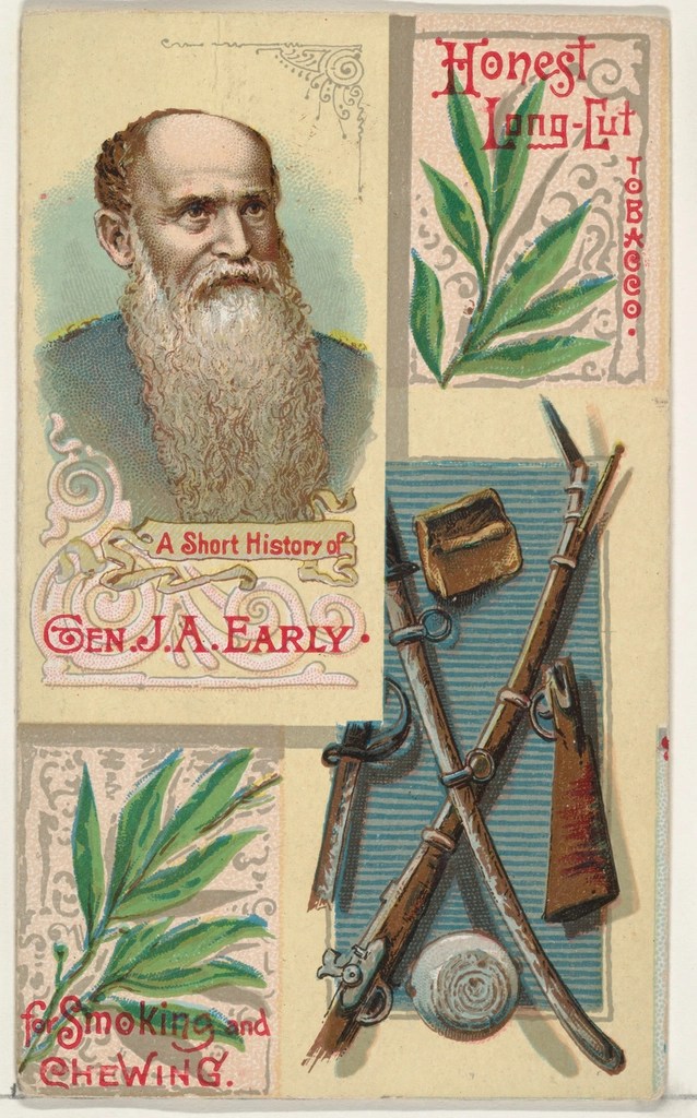 Amerikan İç Savaşı Generali Jubal Early ve 1890'lar Tütün Reklam Kartı