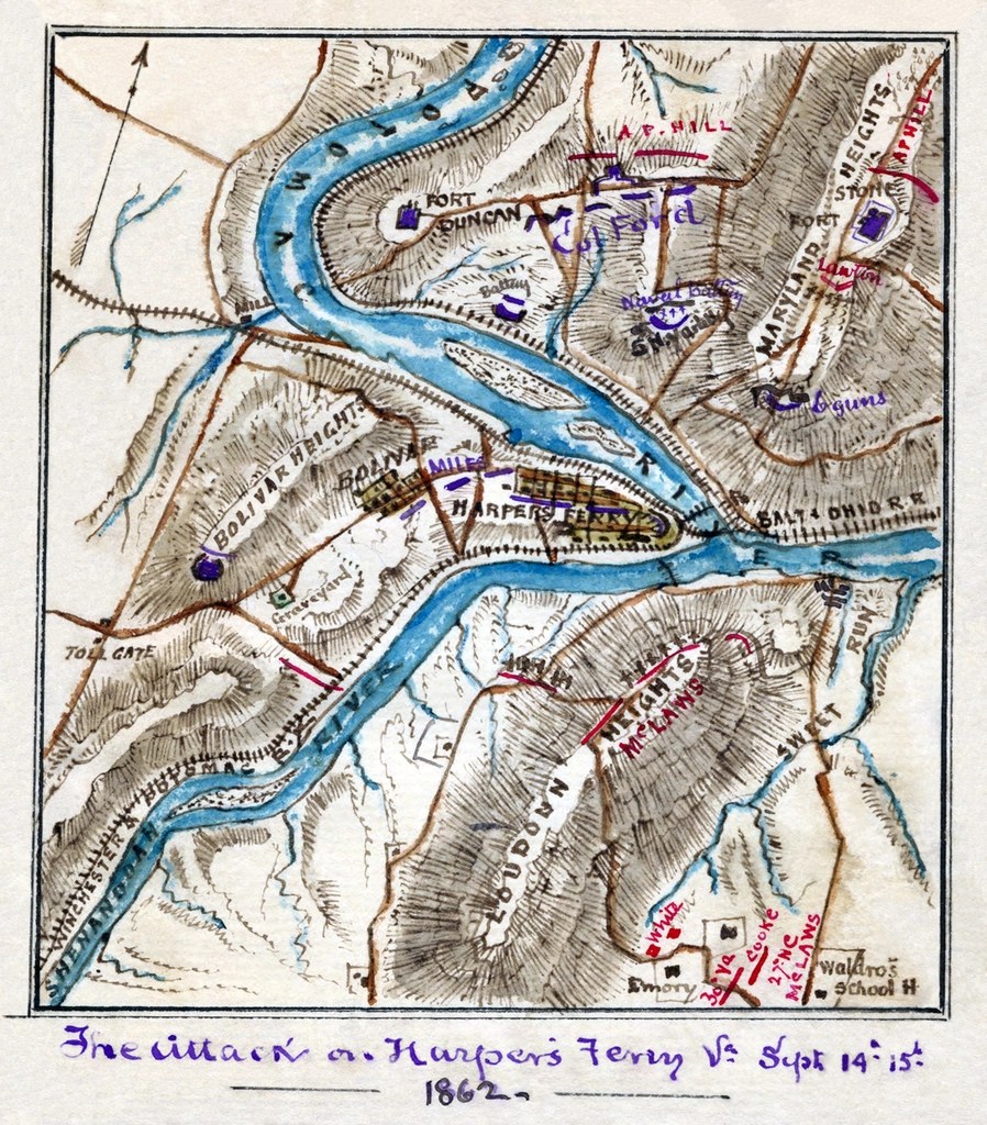 Amerikan İç Savaşı Harper's Ferry Saldırısı Tarihi Askeri Haritası 1862