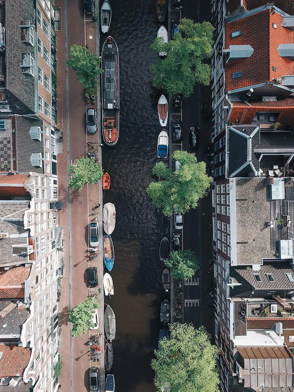 Amsterdam havadan dron fotoğrafı - şehir manzarası
