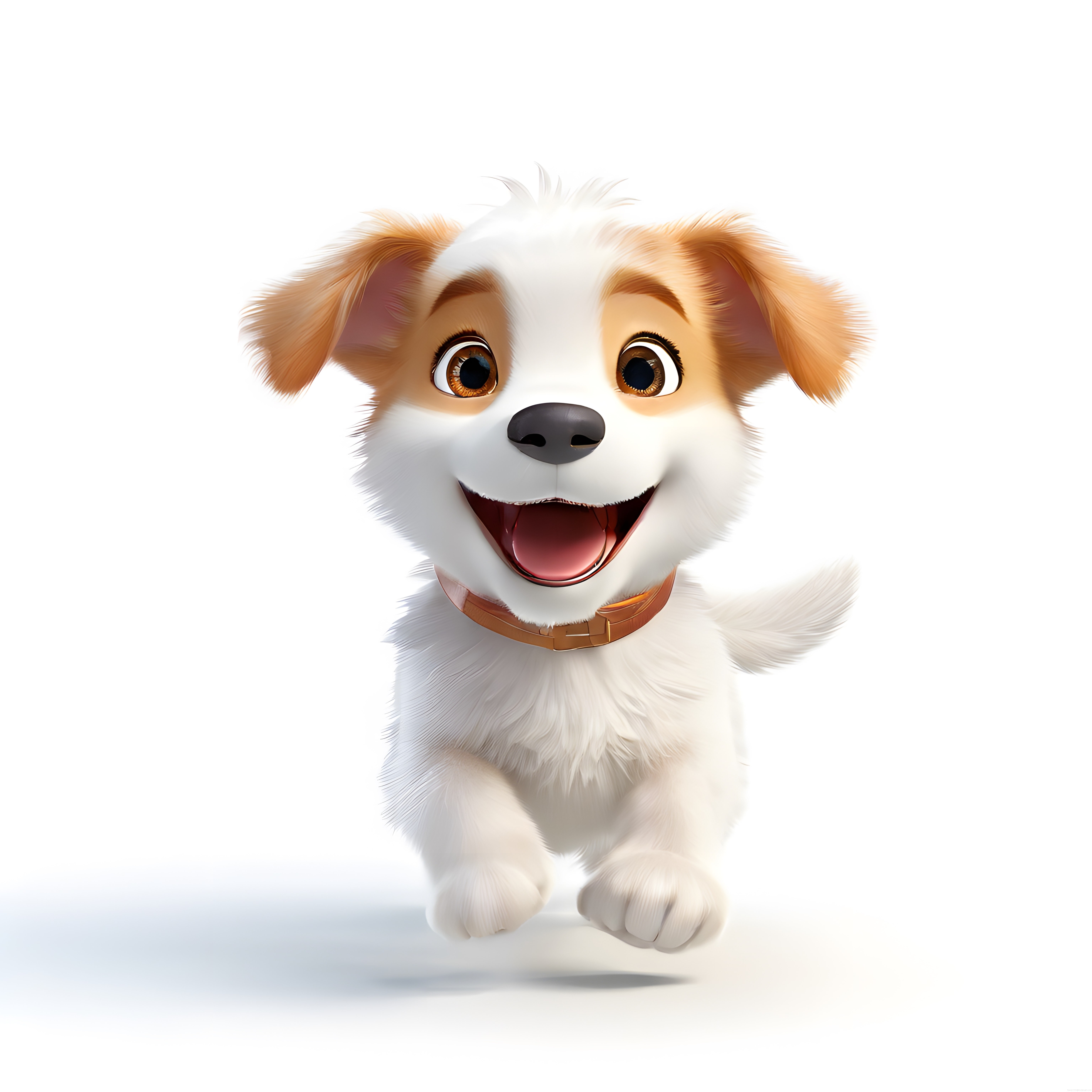 Animasyon film karakteri sevimli beyaz köpek yavrusu 3d render tasarım