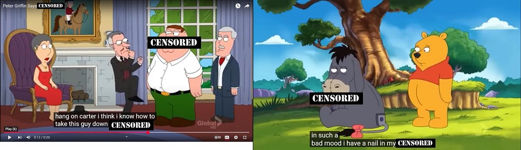 animasyon karakterlerinin absürt sansürlü anlarını bir araya getiren komik parodi