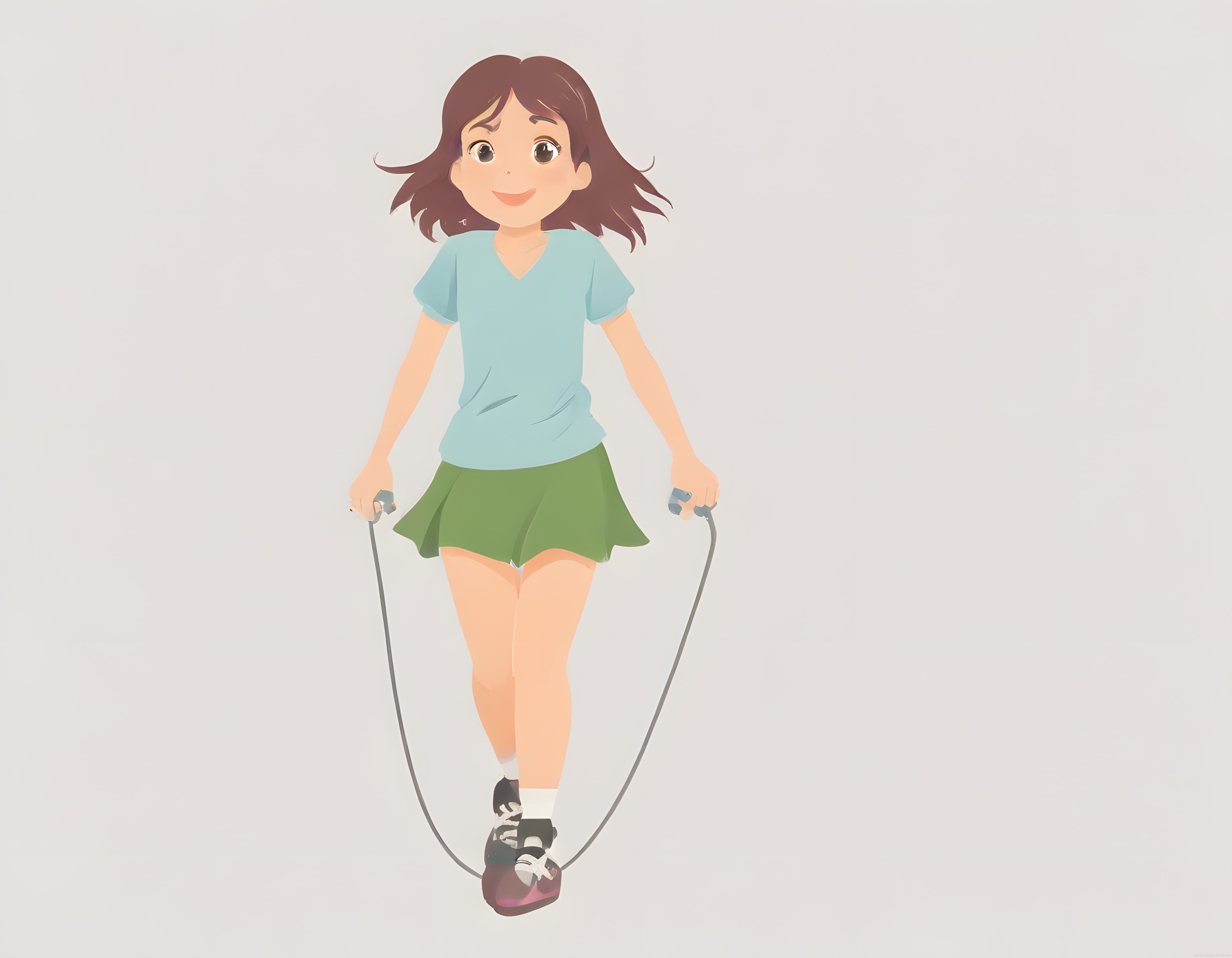 Anime Tarzında Neşeli Kızın Atlama İpi Fitness Egzersizi ve Spor Hareketi