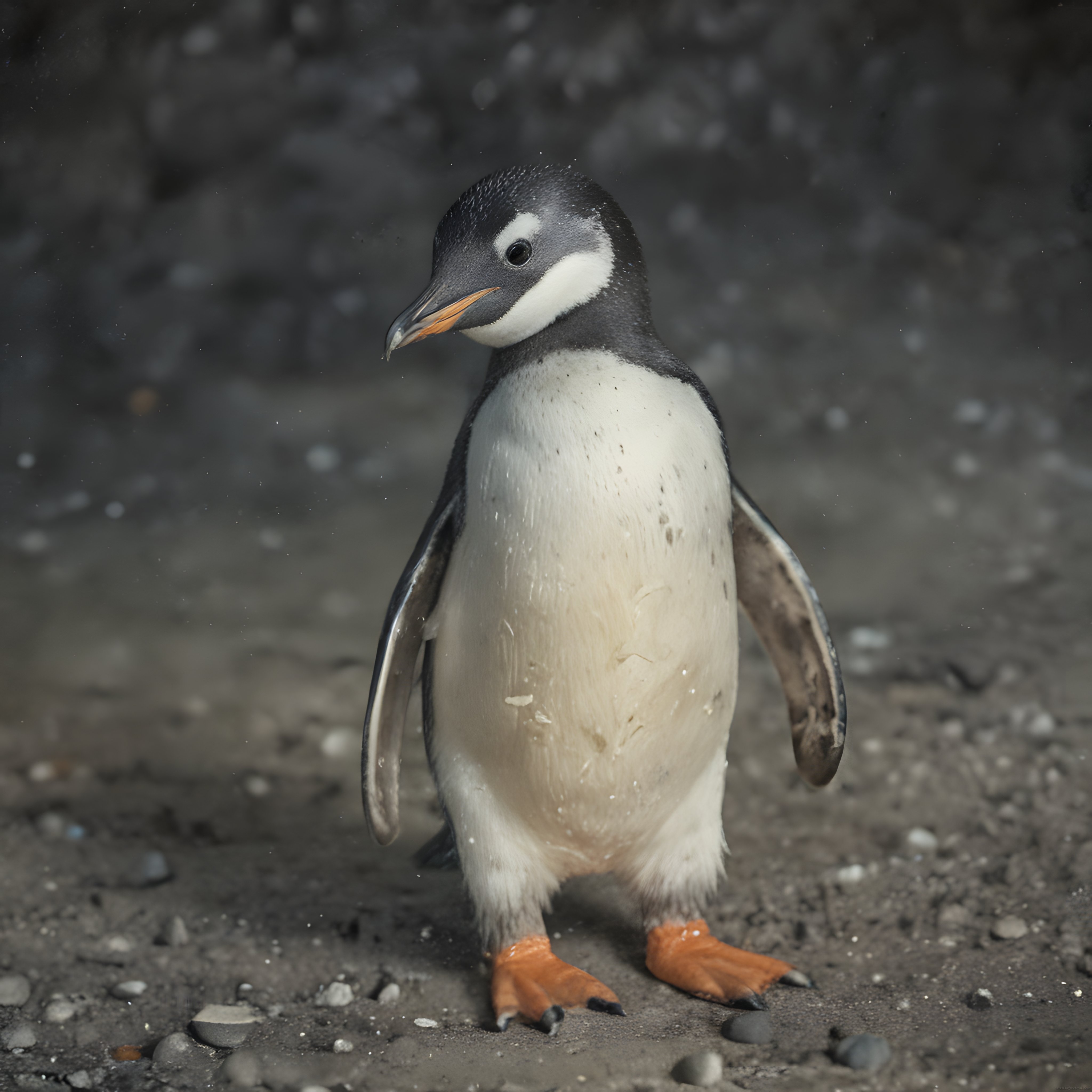 Antarktika Kıyılarında Duran ve Çevresini İzleyen Gentoo Pengueni