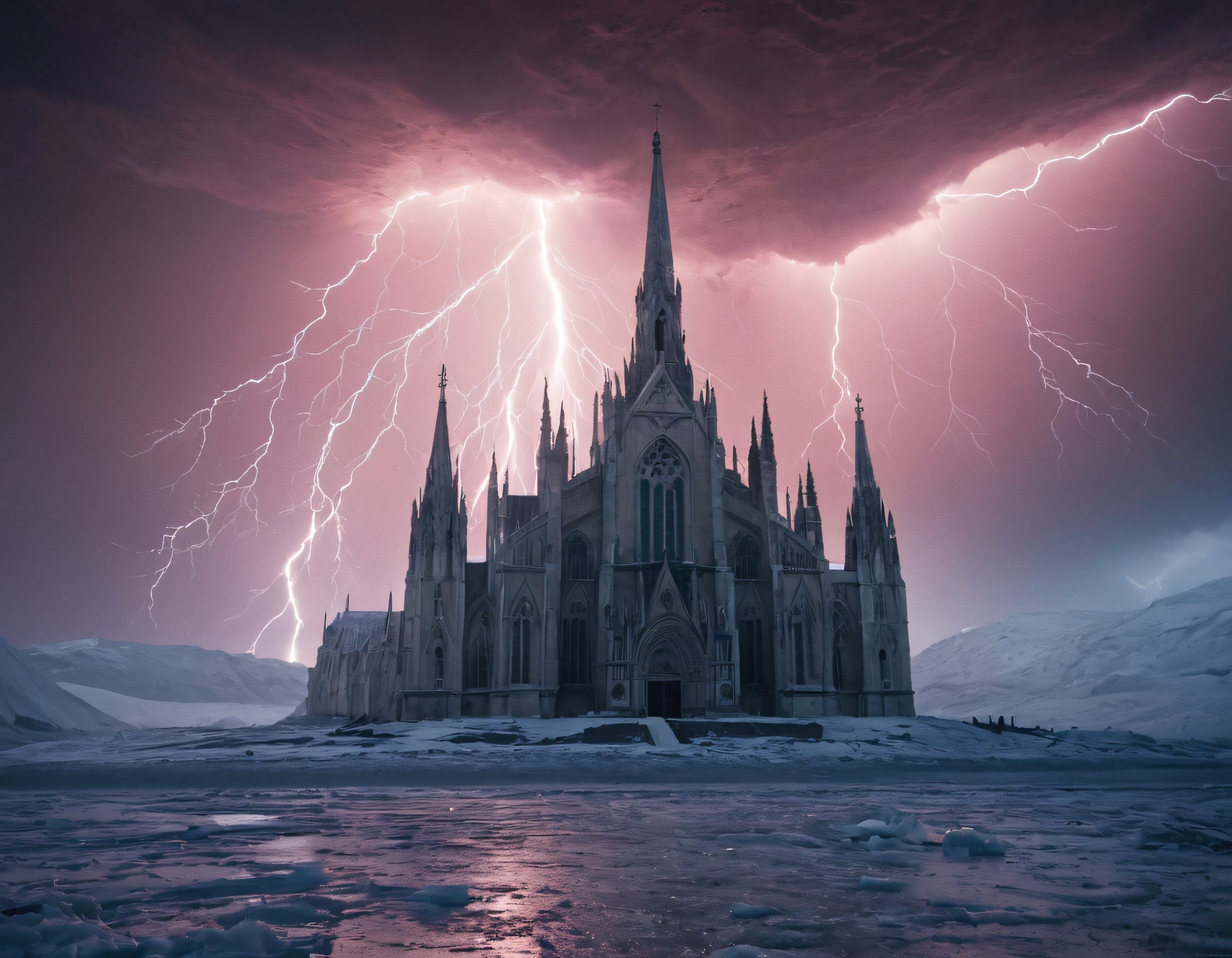 Antarktika'nın Buzulları Arasında Gizemli Gotik Katedral ve Şimşekler