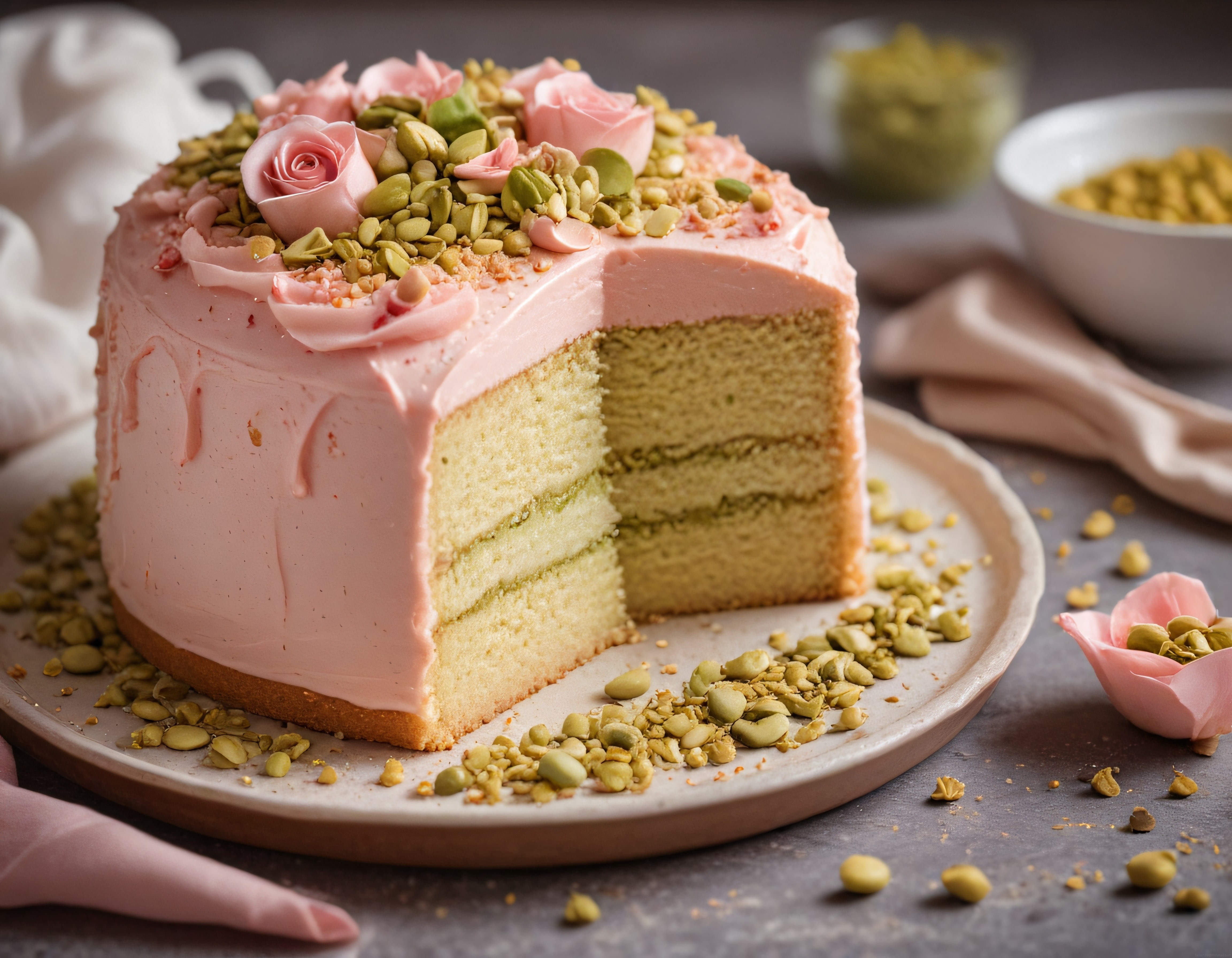 Antep Fıstıklı Pembe Katlı Pasta: Özel Günlerin Vazgeçilmez Tatlısı