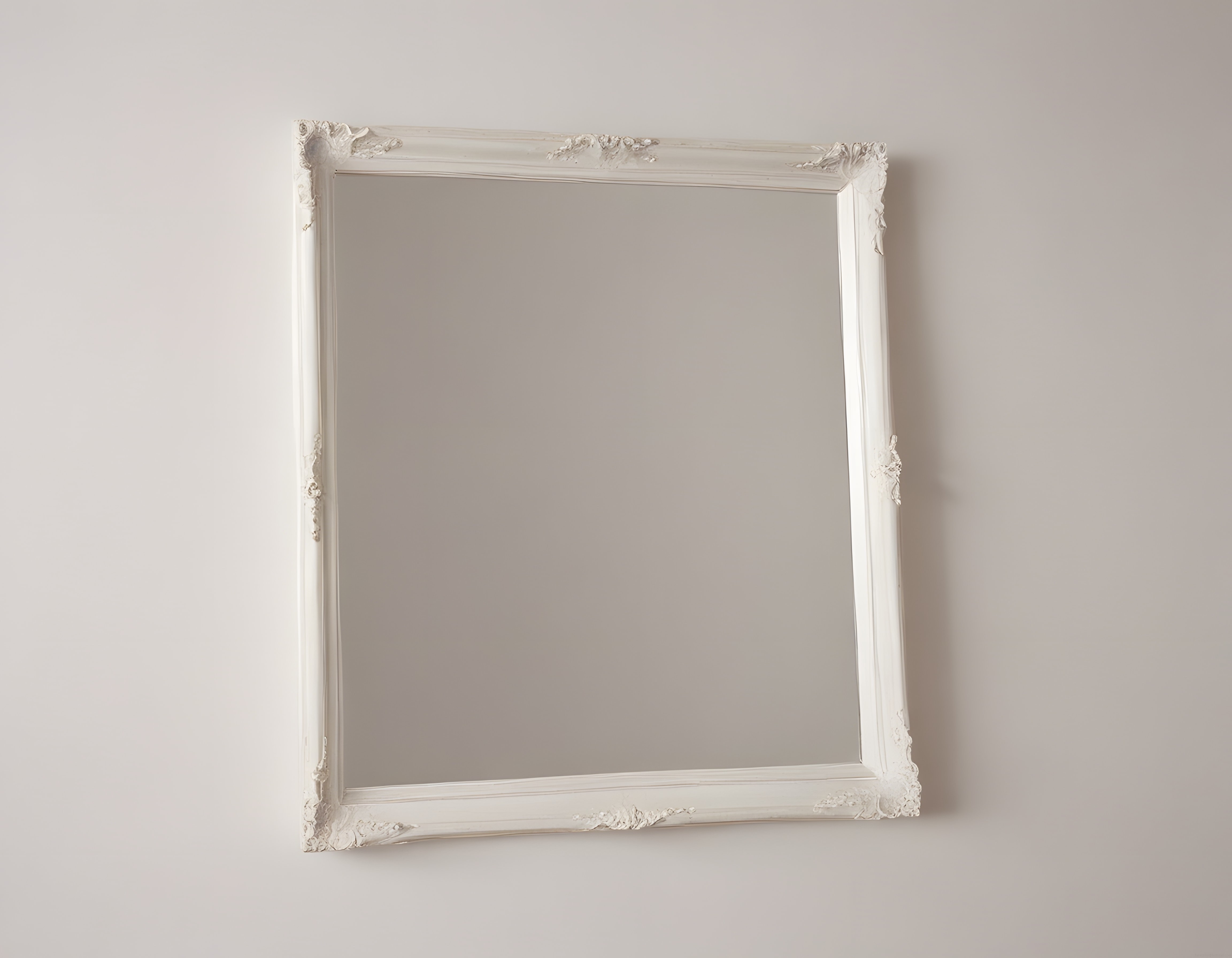 Antik Beyaz Oymalı Duvar Aynası Minimalist Boş Çerçeve Dekorasyon