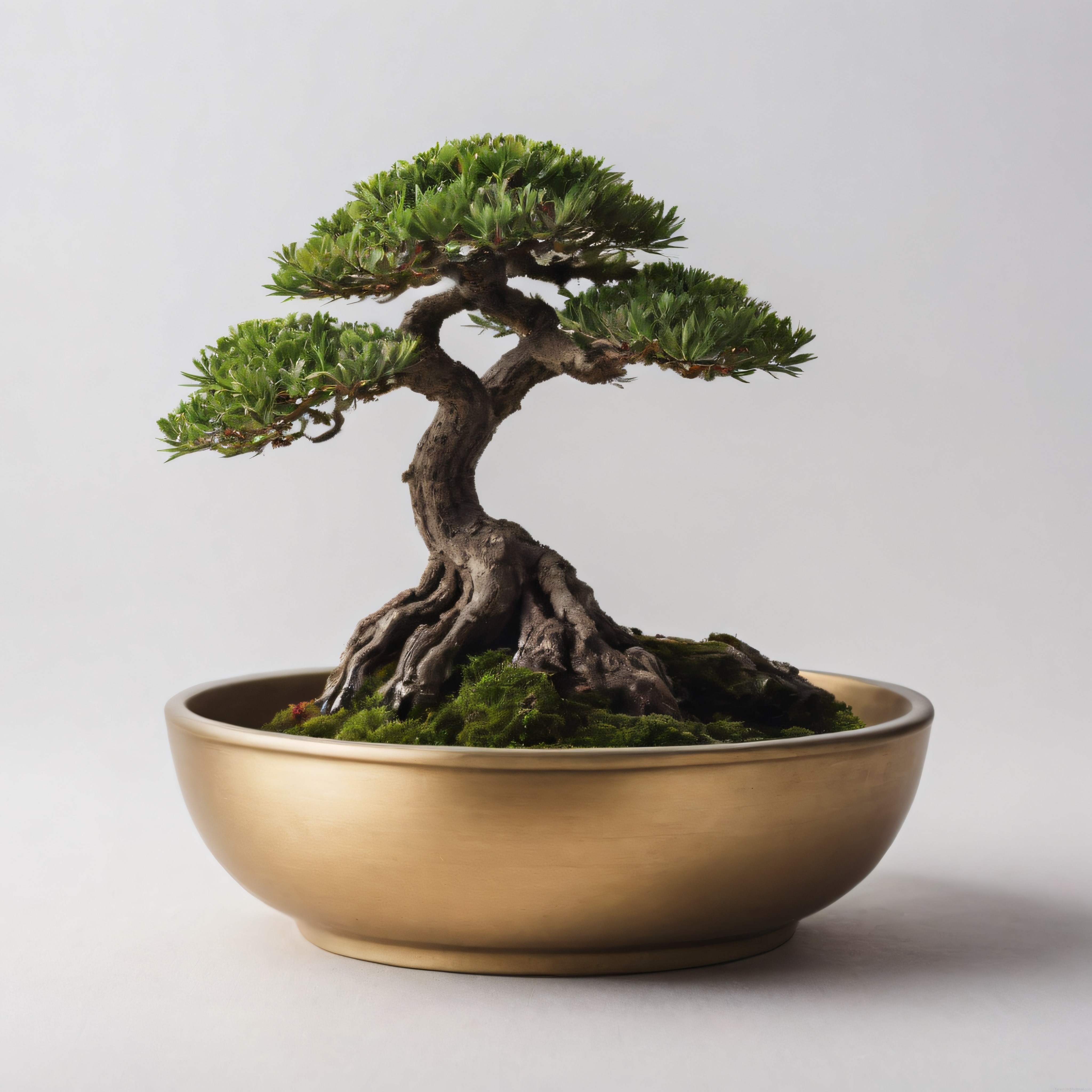 Antik Görünümlü Bonsai Ağacı ve Yosunlu Kökleriyle Zarif İç Mekan Dekoru