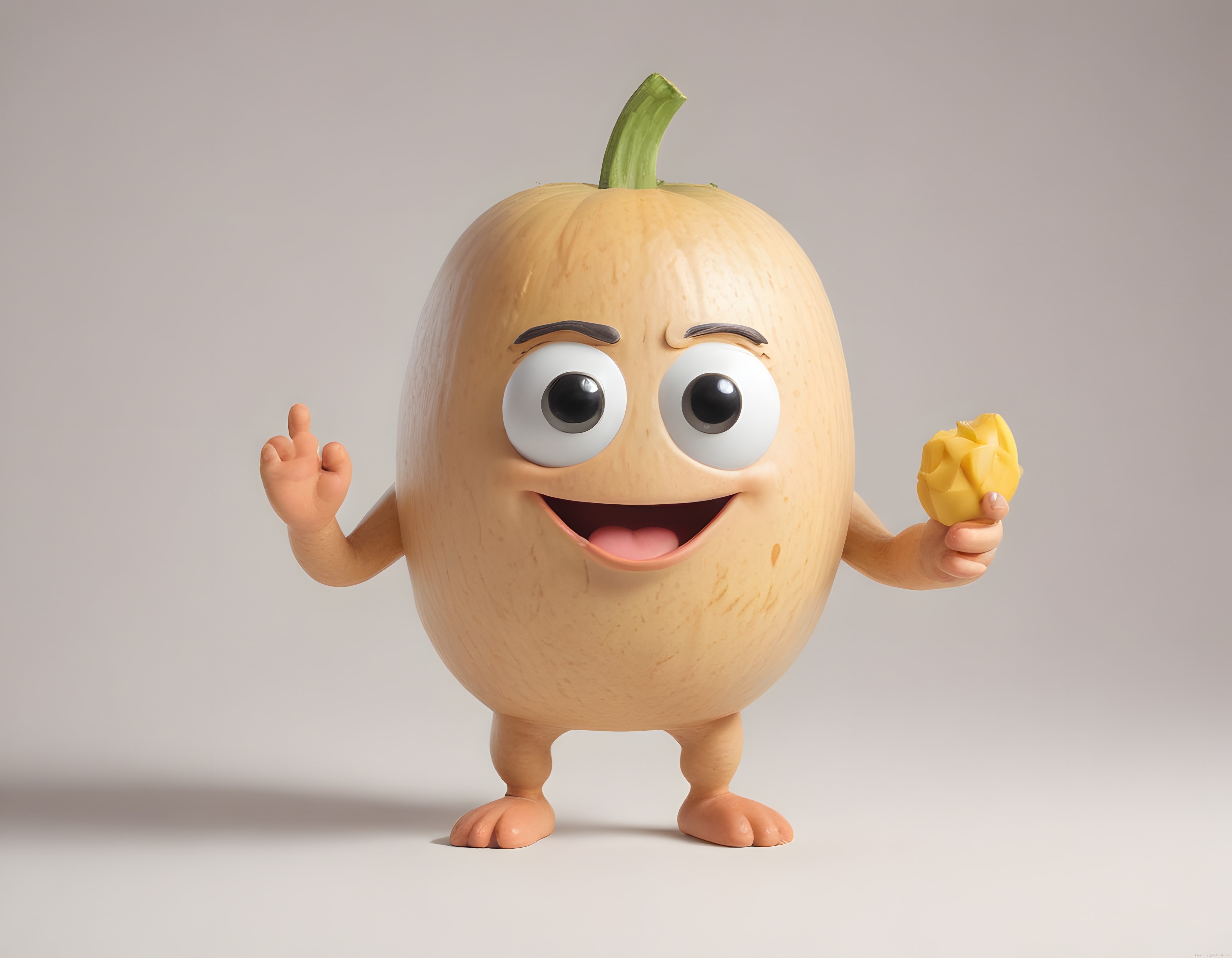 Antropomorfik Bal Kabağı Karakterinin Sevimli 3D Render Tasarımı