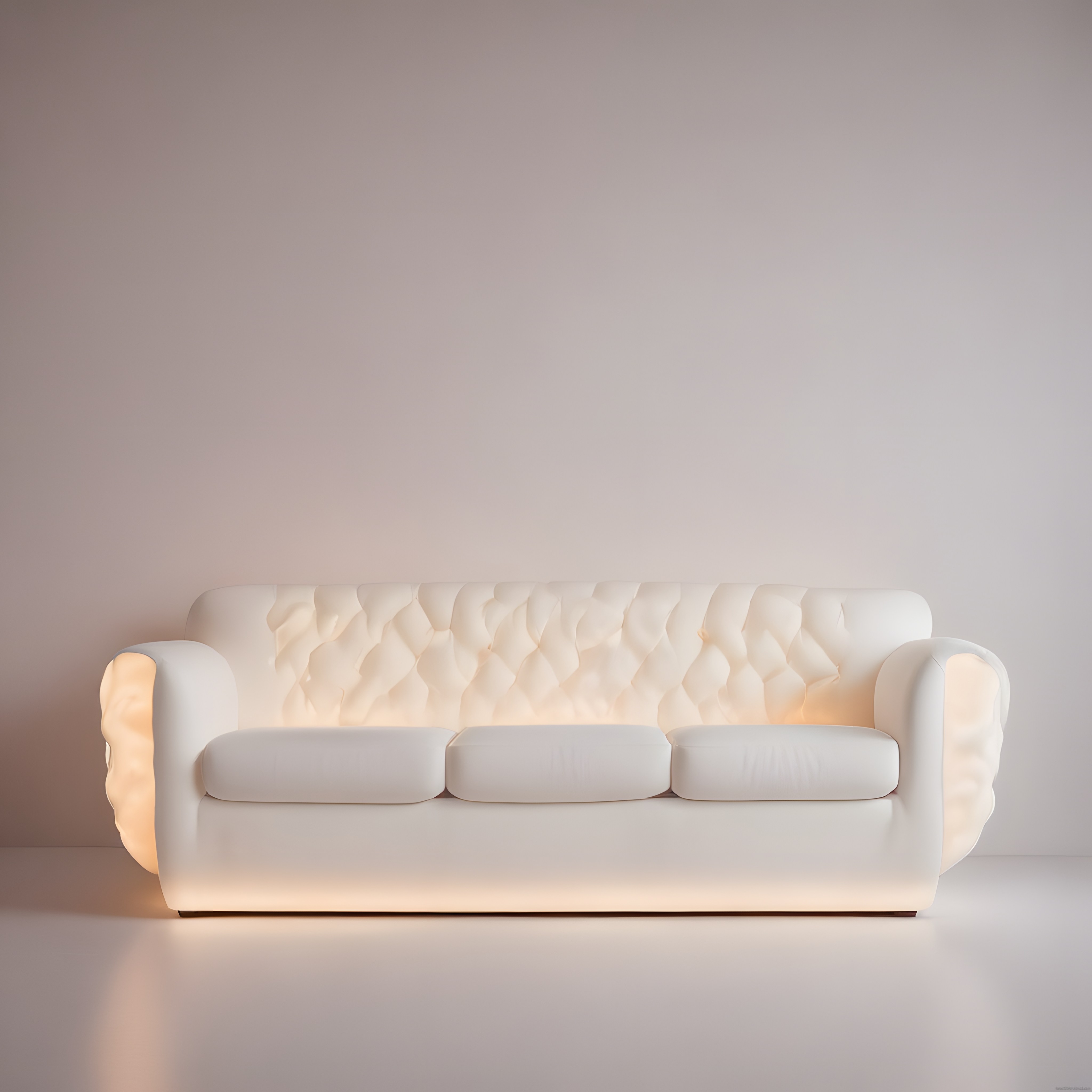 Arkadan Işıklandırmalı Beyaz Tasarım Kanepe ve Minimalist İç Mekan Stili