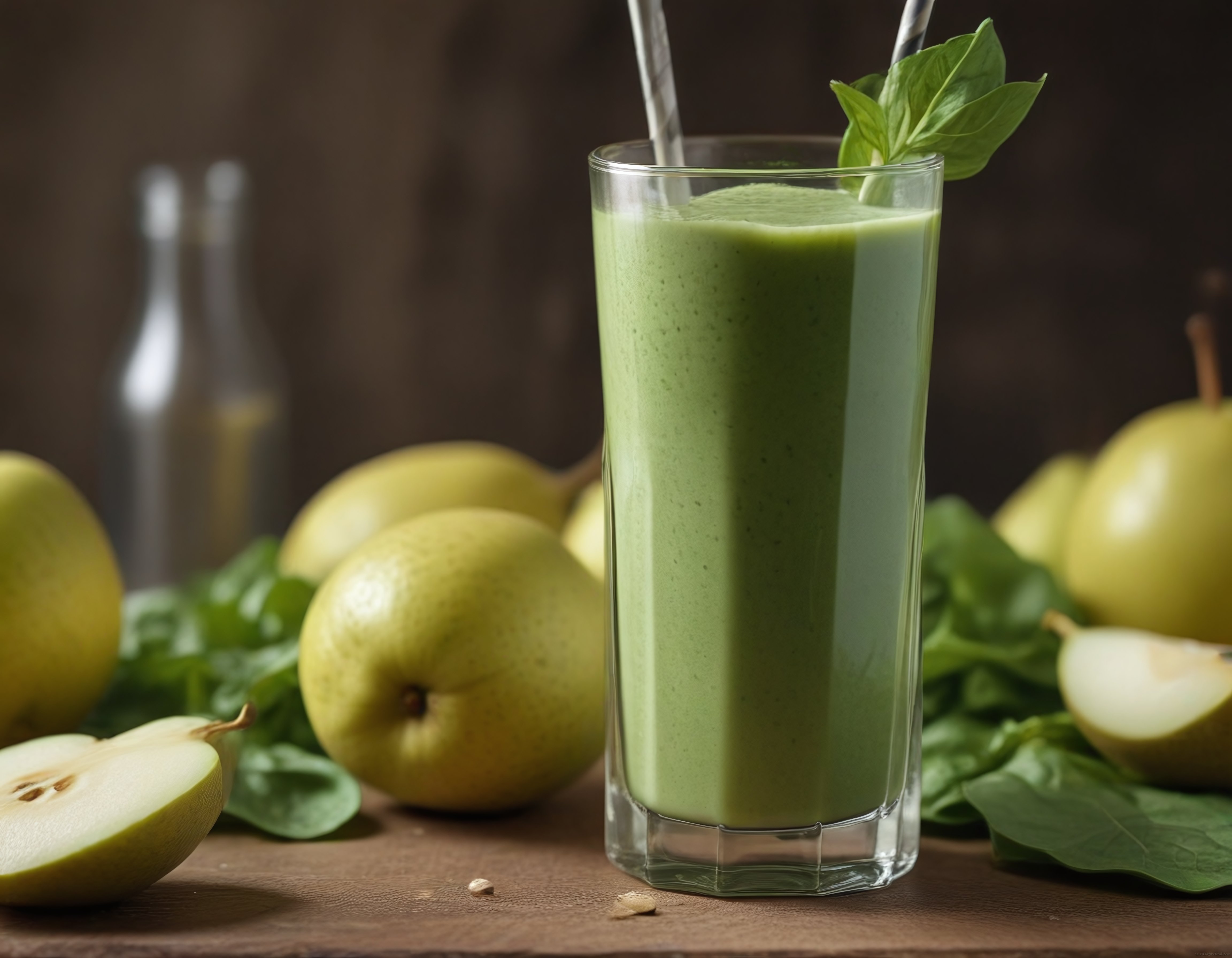 Armutlu Ispanaklı Ev Yapımı Ferahlatıcı Yeşil Detoks Smoothie