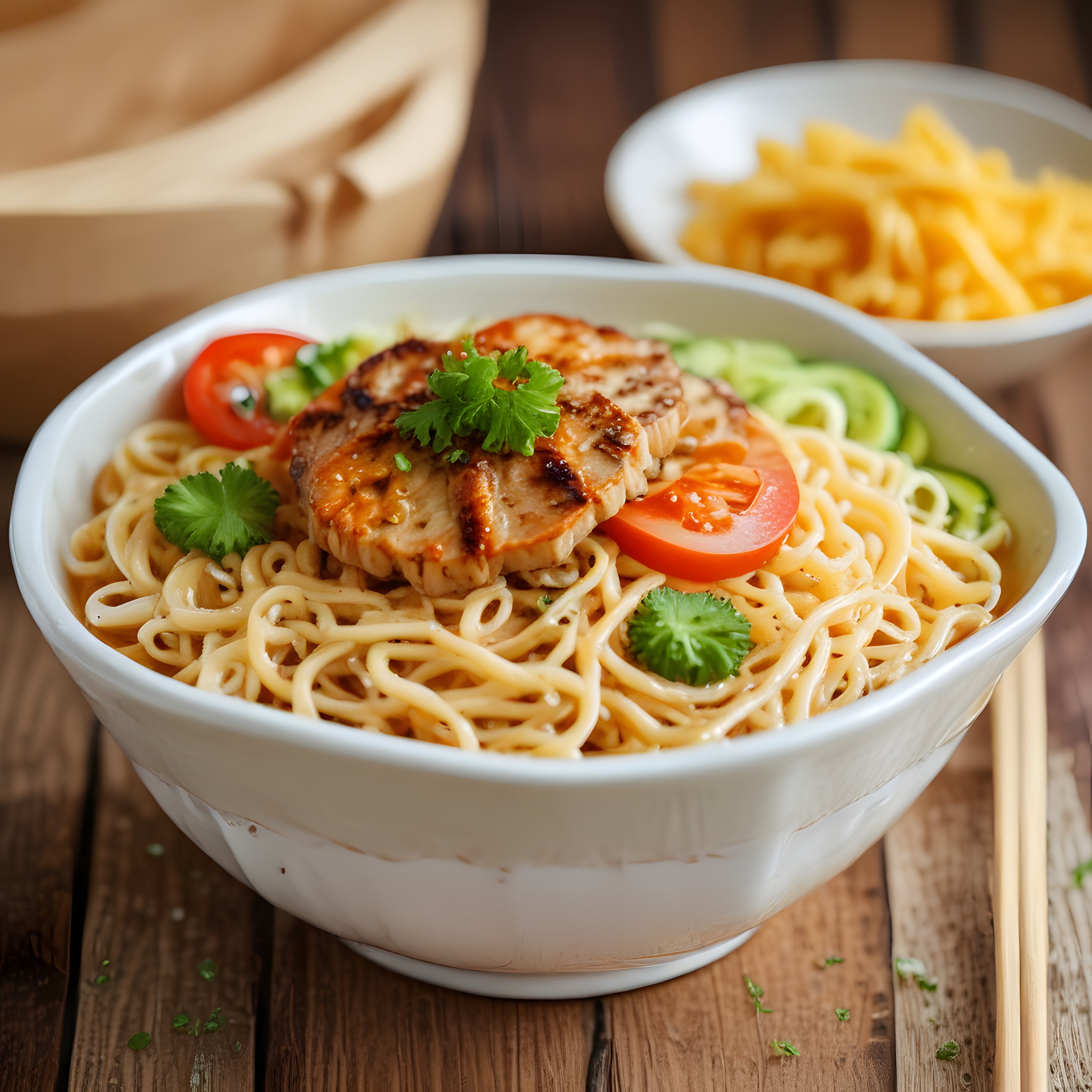 Aromatik Baharatlı Tavuklu Noodle Kase: Sıcak Asya Mutfağı Lezzeti