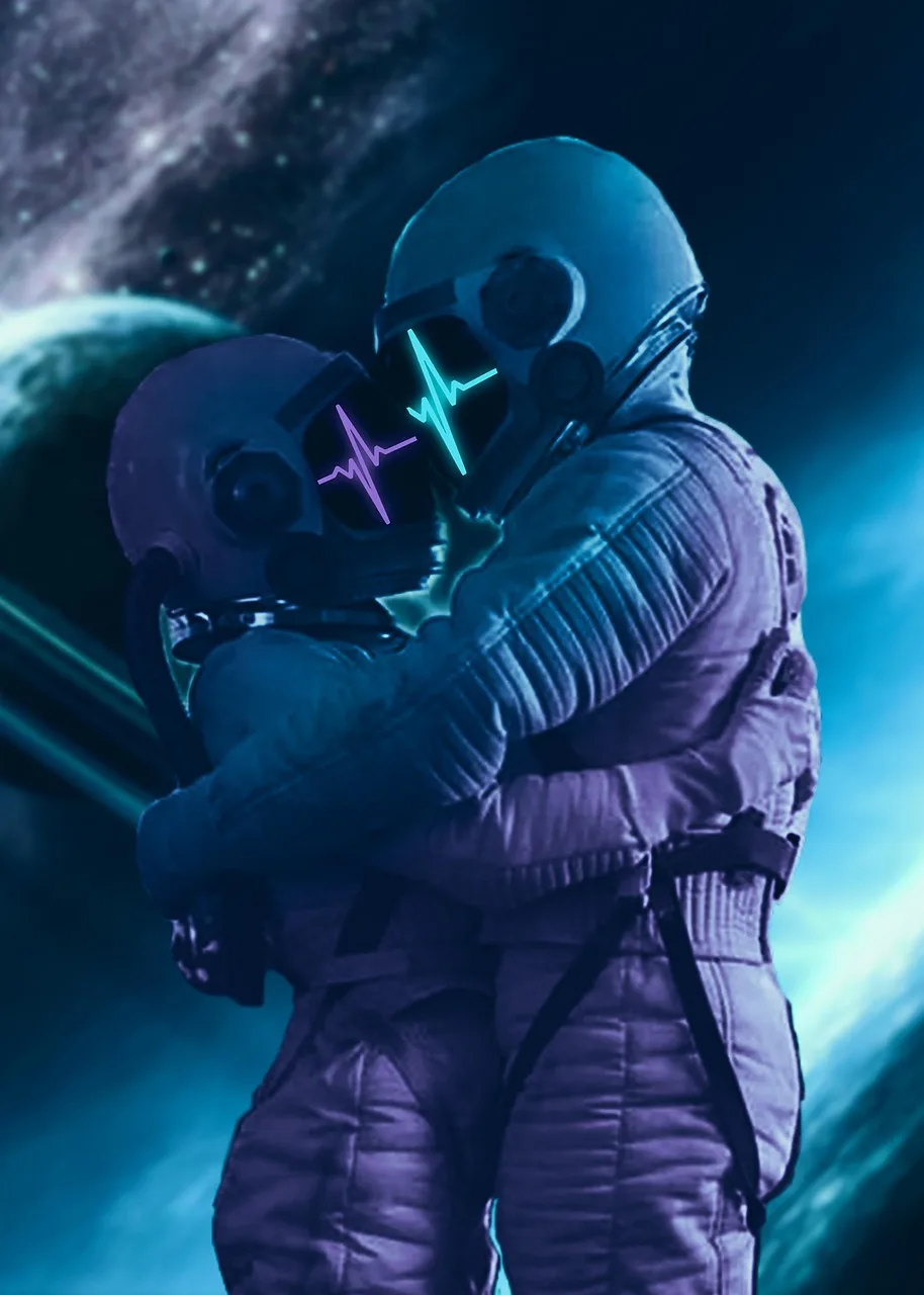 Aşk dolu astronot çiftinin uzay portresi - romantik galaksi