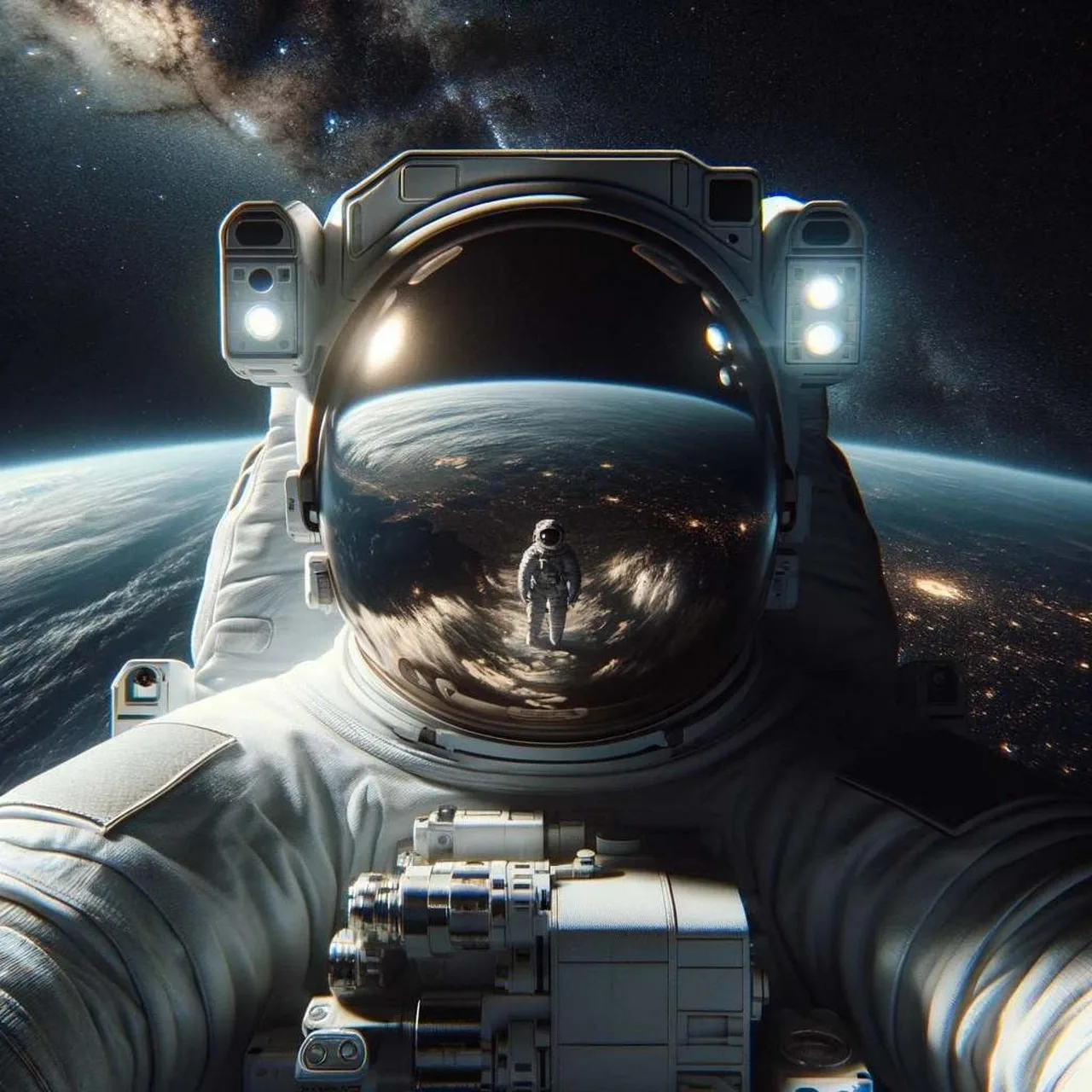 Astronot uzayda galaksi keşfi - evren temalı