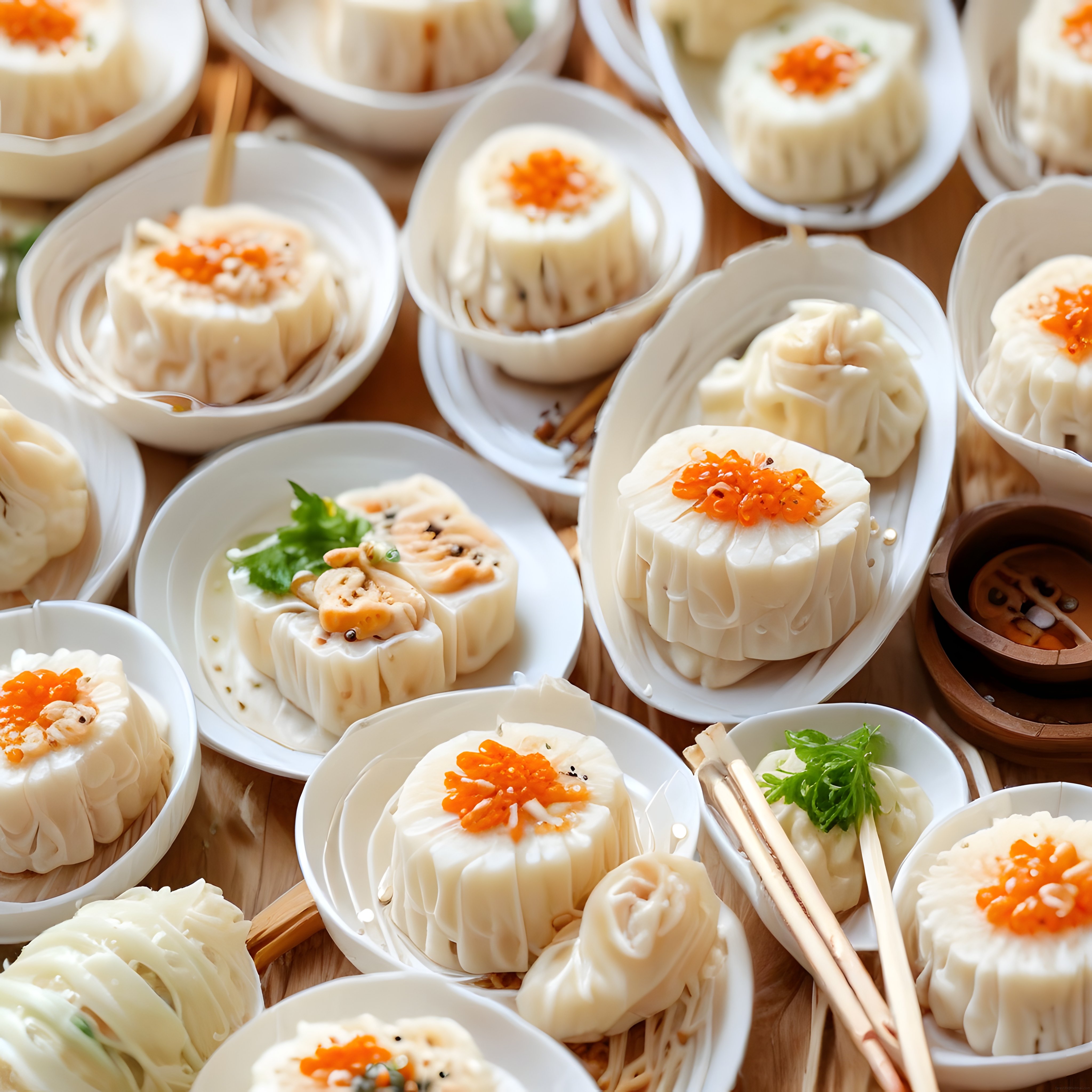 Asya Mutfağından Seçme Lezzetler: Kaviarlı Dim Sum ve Pirinç Mantı Sunumu