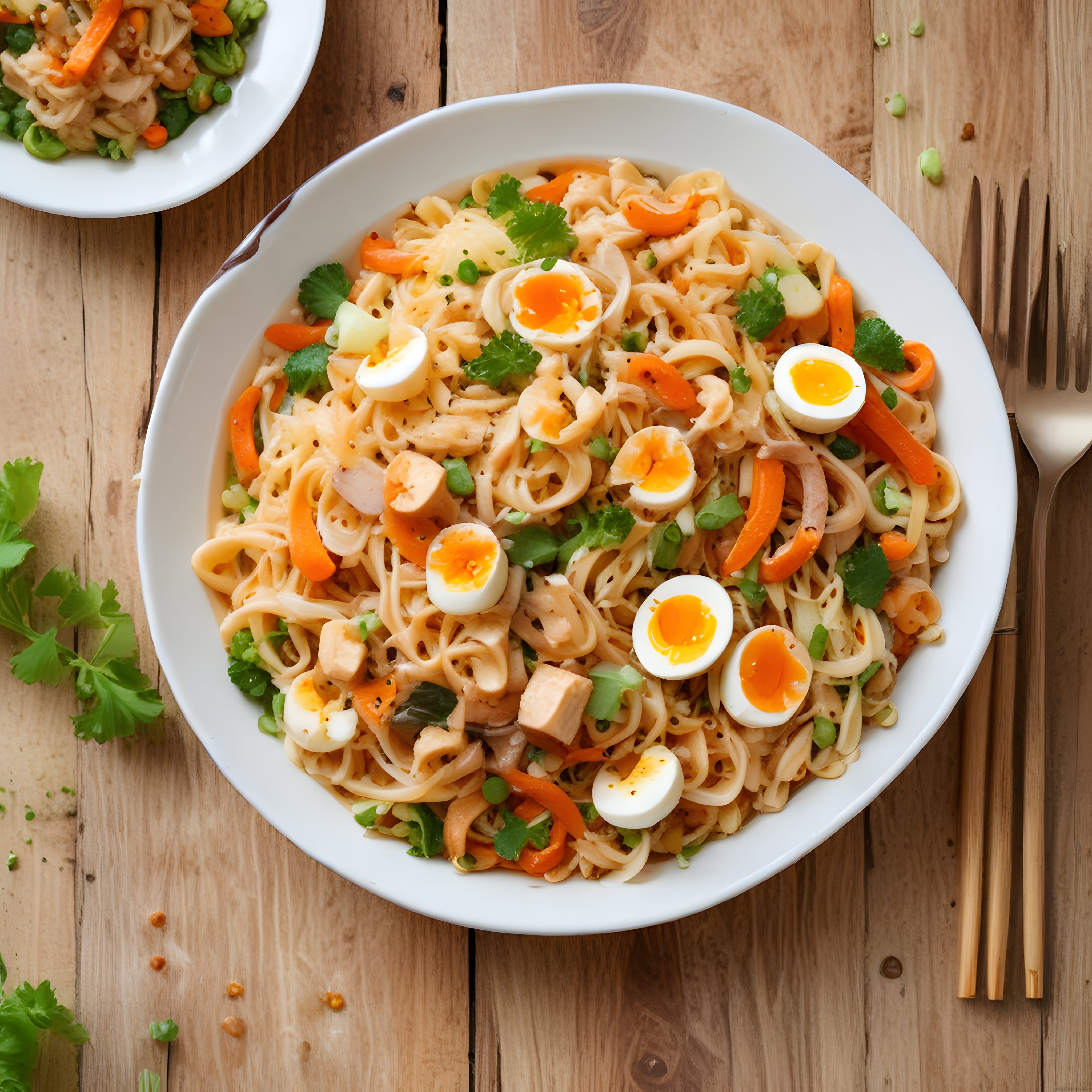 Asya Usulü Tavuklu Noodle Kasesi: Yumurta ve Taze Sebzelerle Lezzetli Tarif