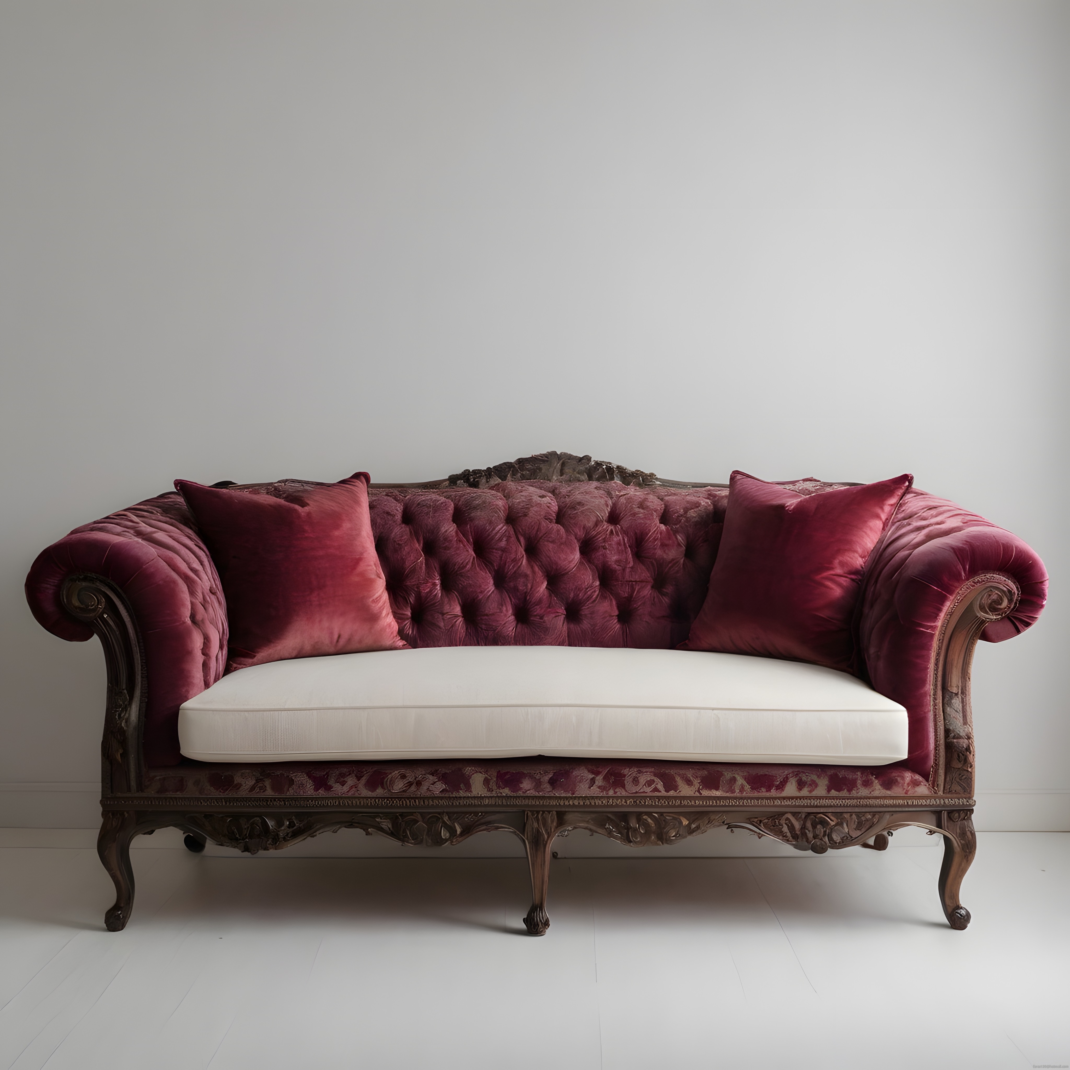 Avangard Bordo Kapitone Chesterfield Kanepe Klasik Salon Dekorasyonu