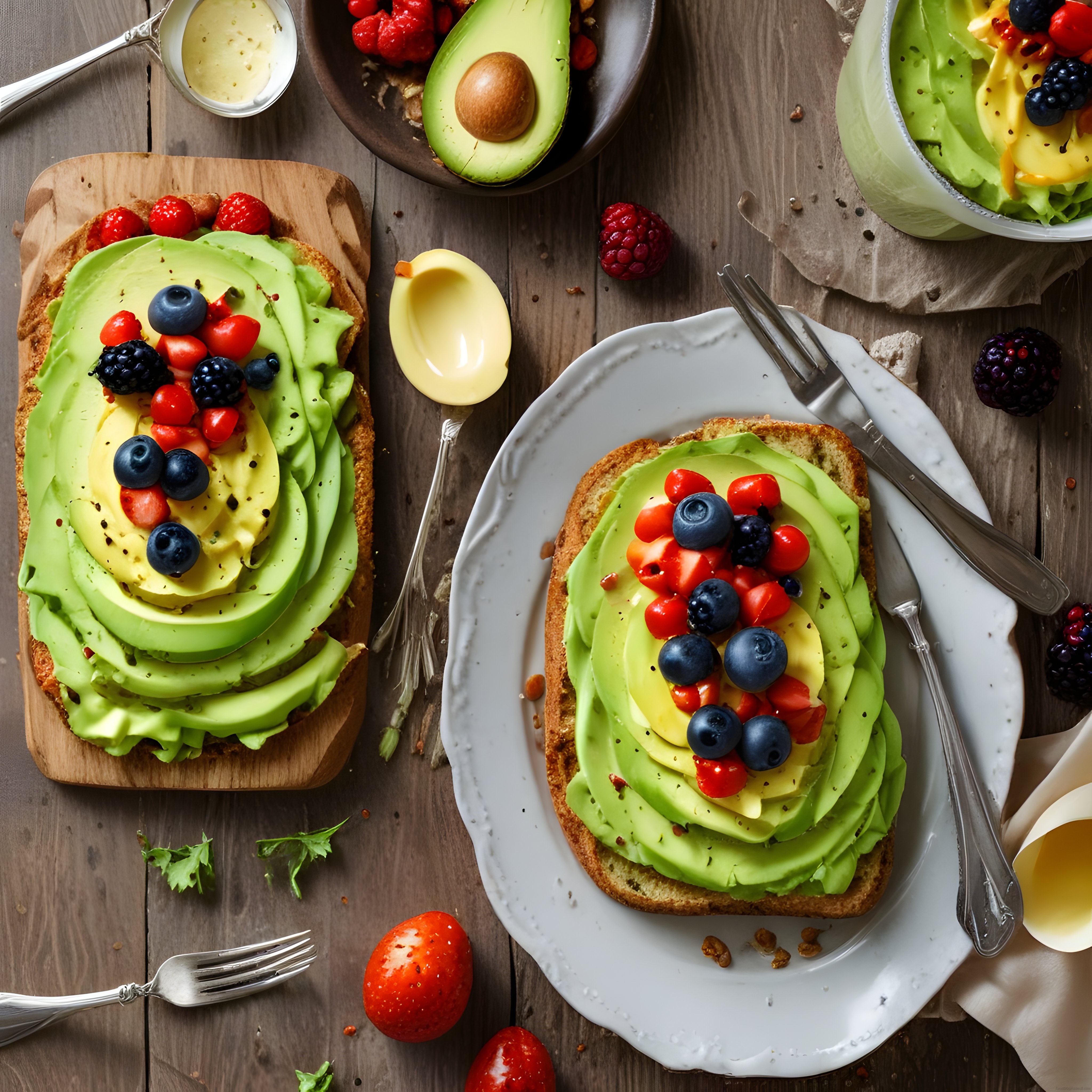 Avokado Dilimleri ve Orman Meyveleriyle Süslenmiş Kahvaltılık Tost Tarifi