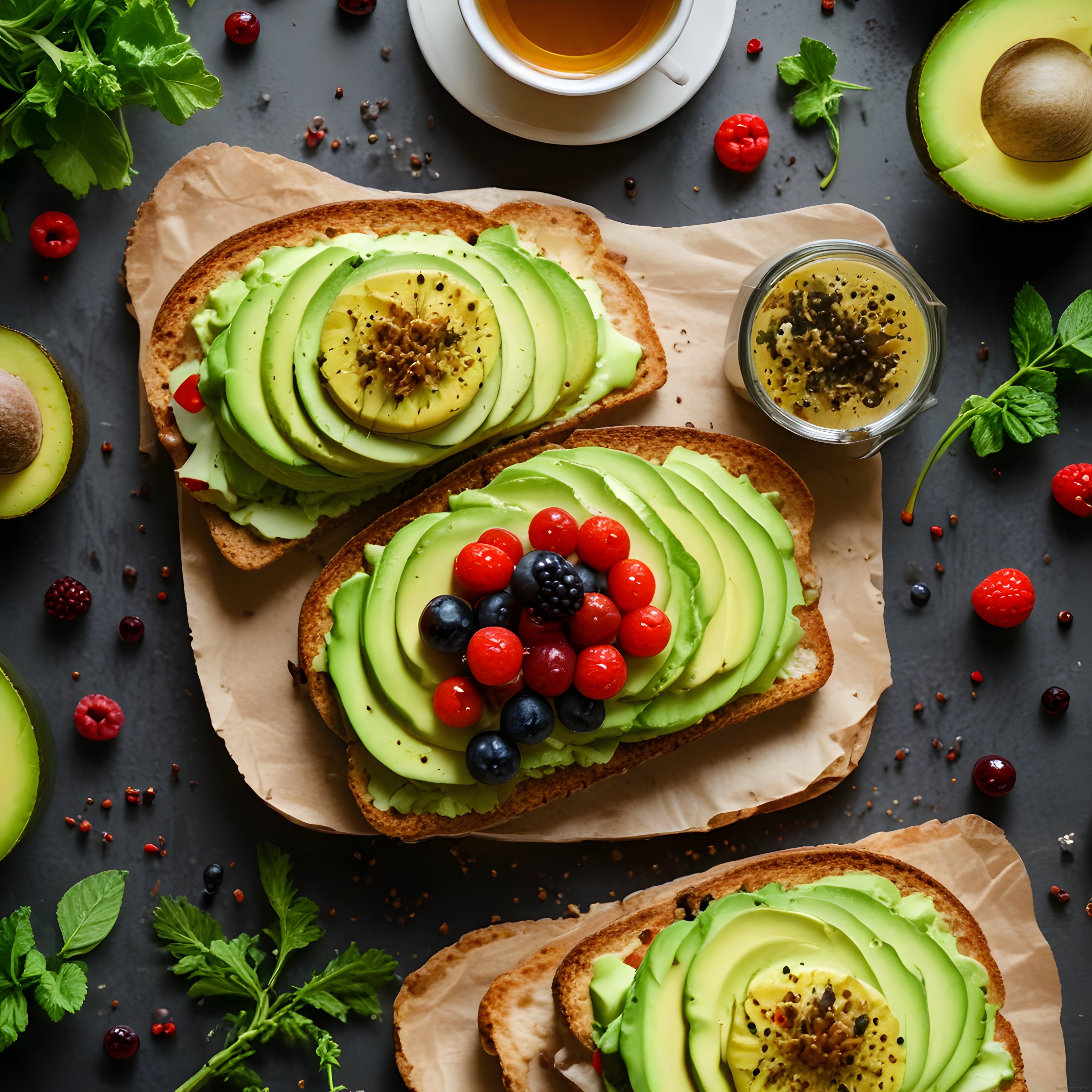Avokado Dilimli Tostlar ve Orman Meyveleriyle Hazırlanan Nefis Brunch Masası
