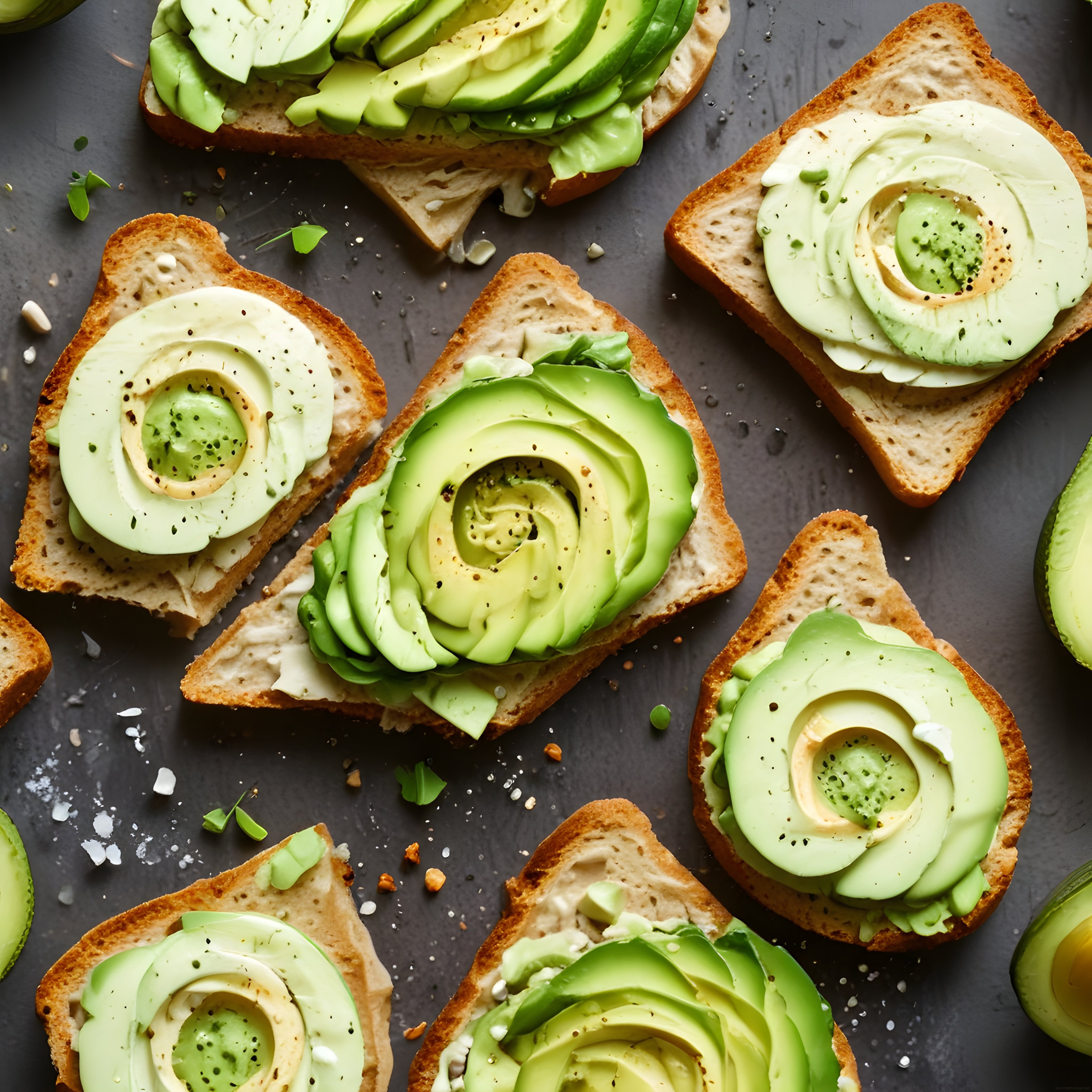 Avokado Gülü Süslemeli Ekmek Dilimleri ile Sağlıklı Kahvaltı Tabağı
