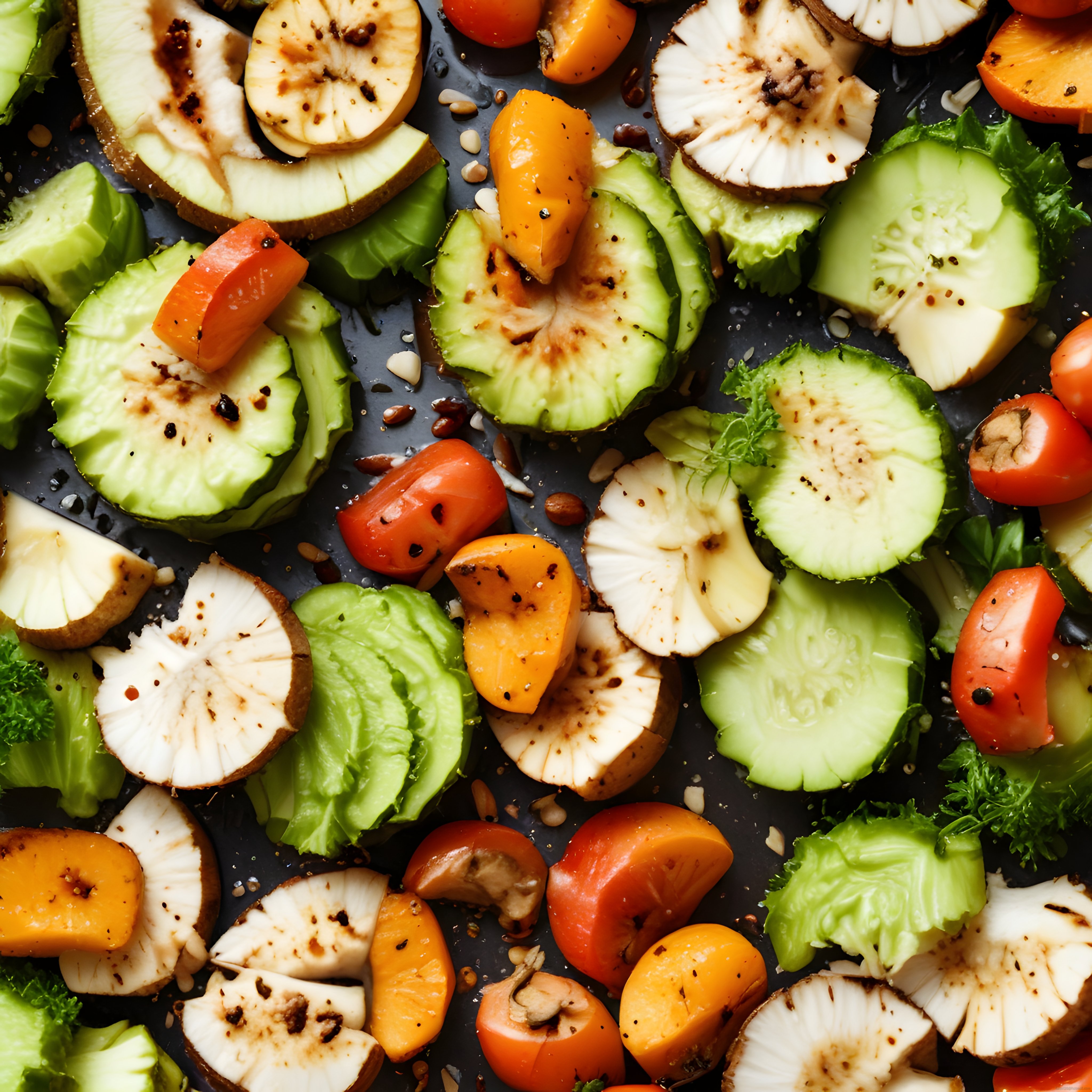 Avokado Mantarlı Renkli Sebze Tabağı: Sağlıklı Vegan Sunum Önerileri