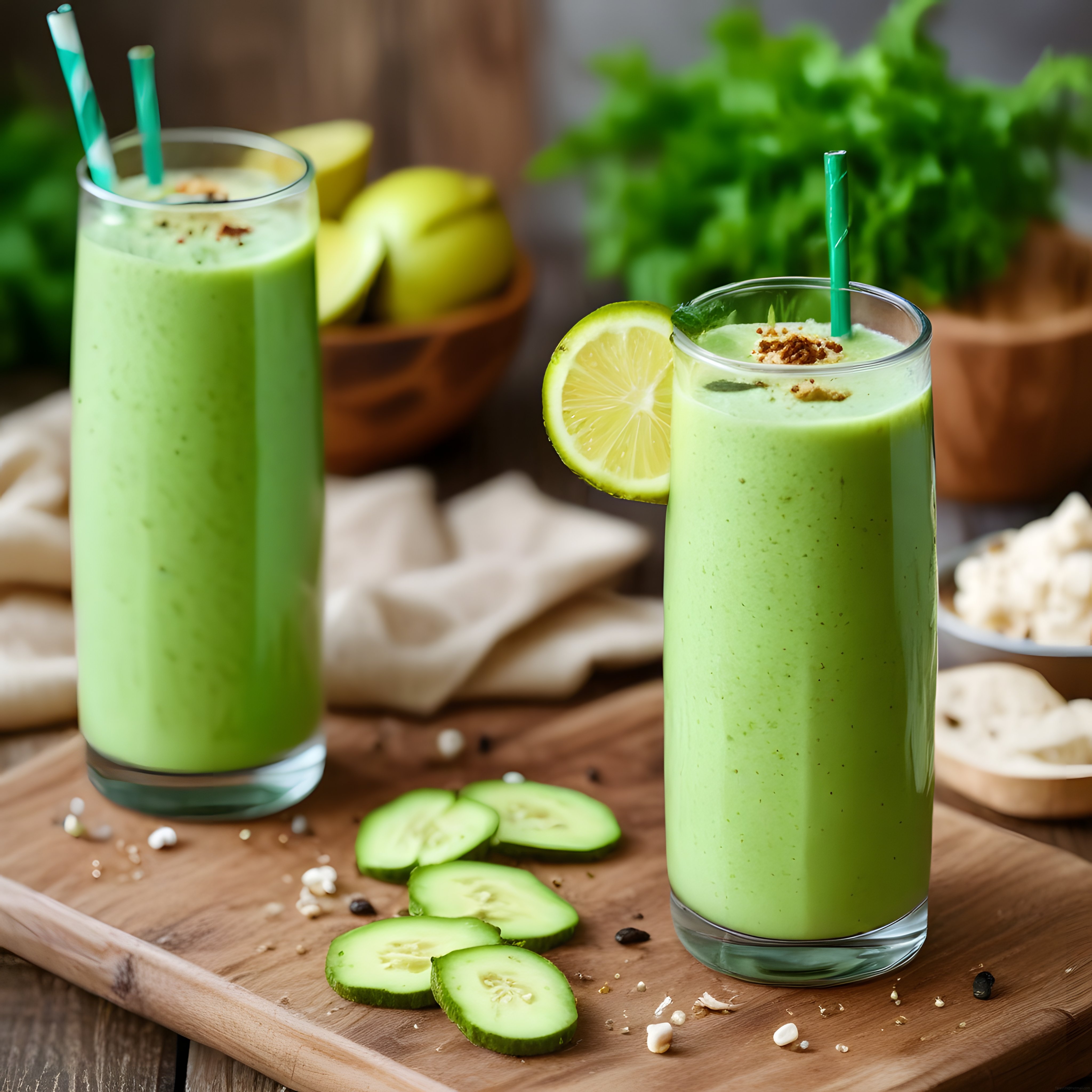 Avokado Salatalık ve Limon ile Hazırlanan Ferahlatıcı Yeşil Smoothie