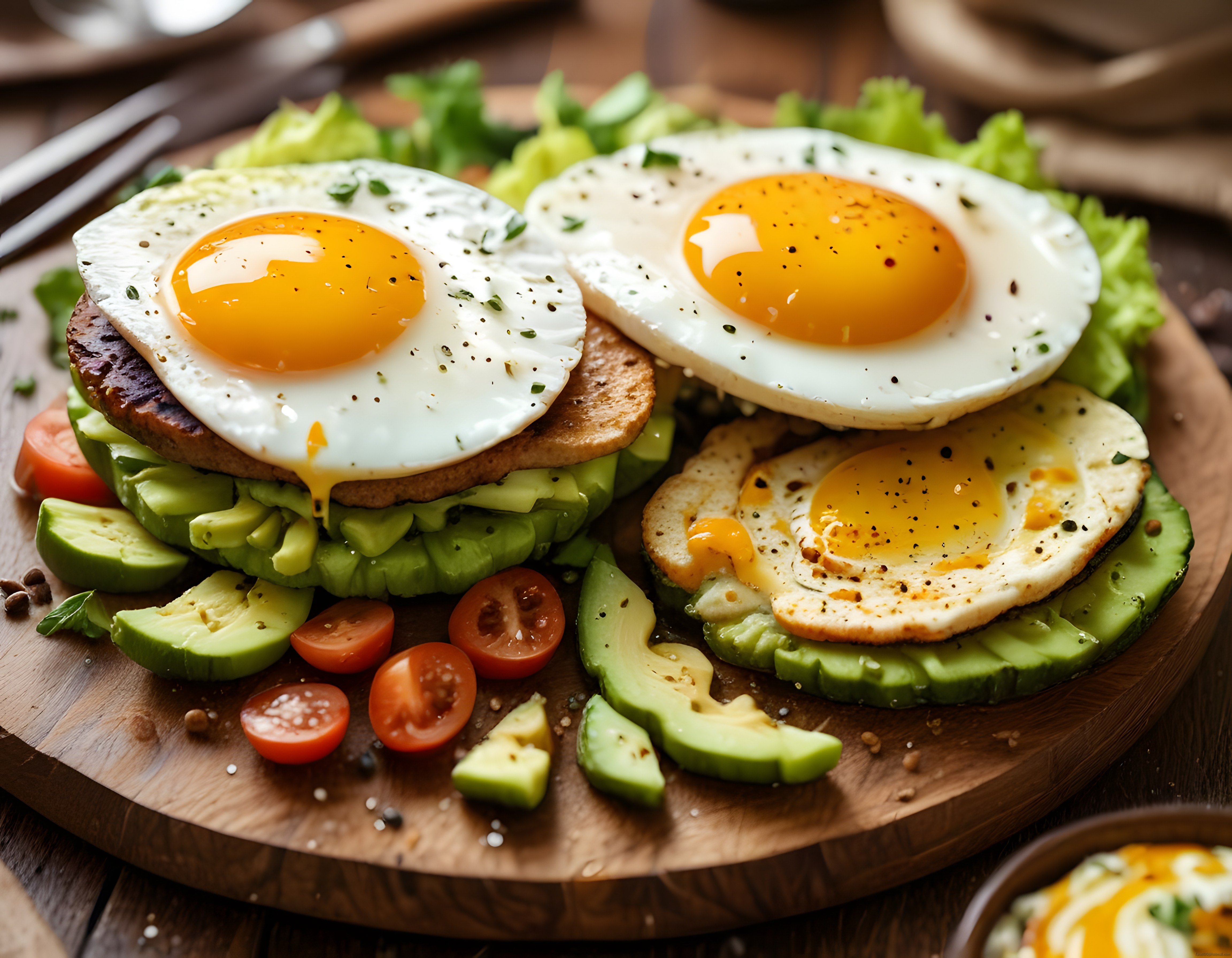 Avokado ve güneşte yumurtalı kahvaltı tabağı: sağlıklı ve protein dolu lezzet