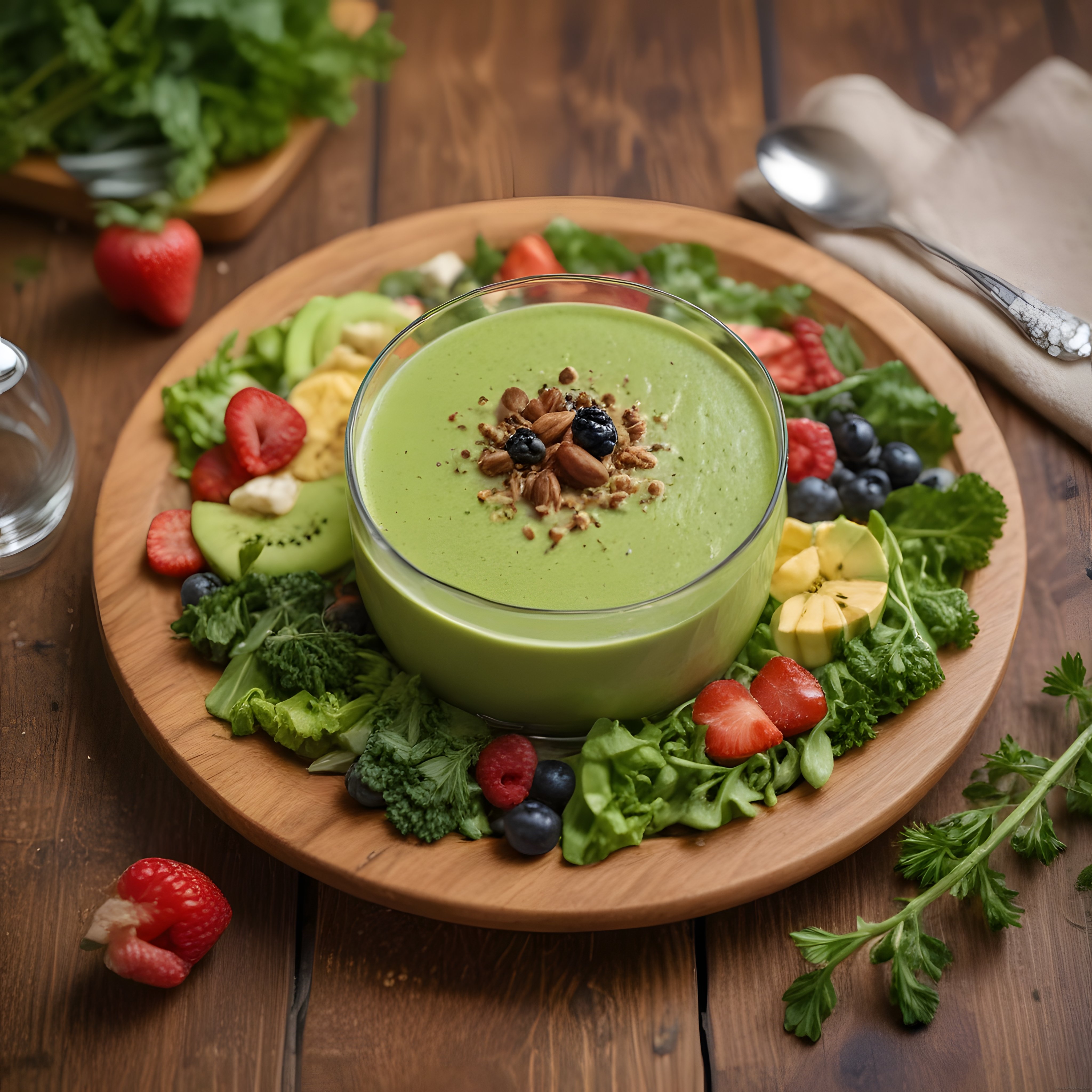 Avokado ve Ispanaklı Yeşil Smoothie Bowl ile Sağlıklı Kahvaltı Sunumu