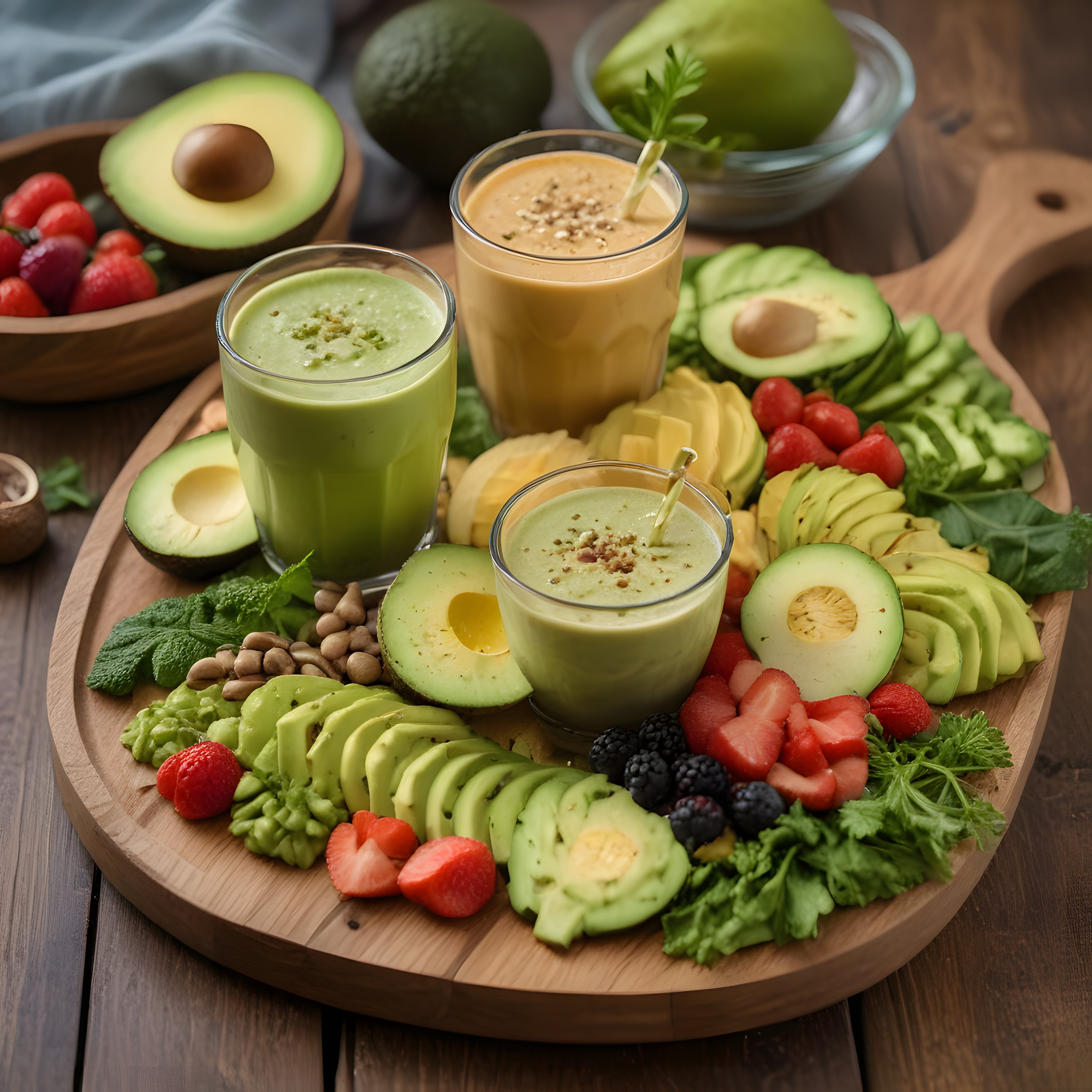 Avokado ve Orman Meyveli Fresh Smoothie Sunumu ile Sağlıklı Lezzet